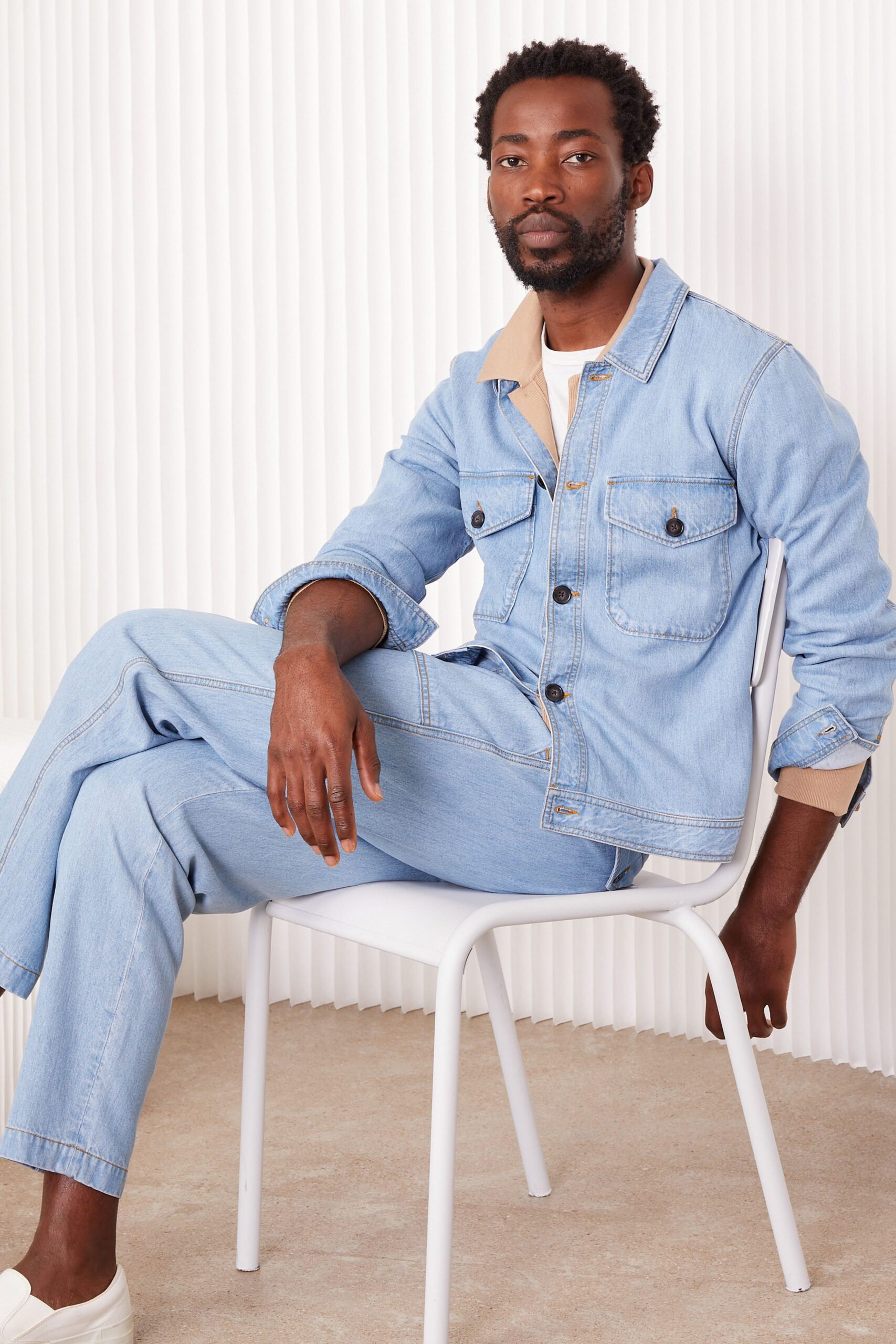 relaxed denim jacket and pants