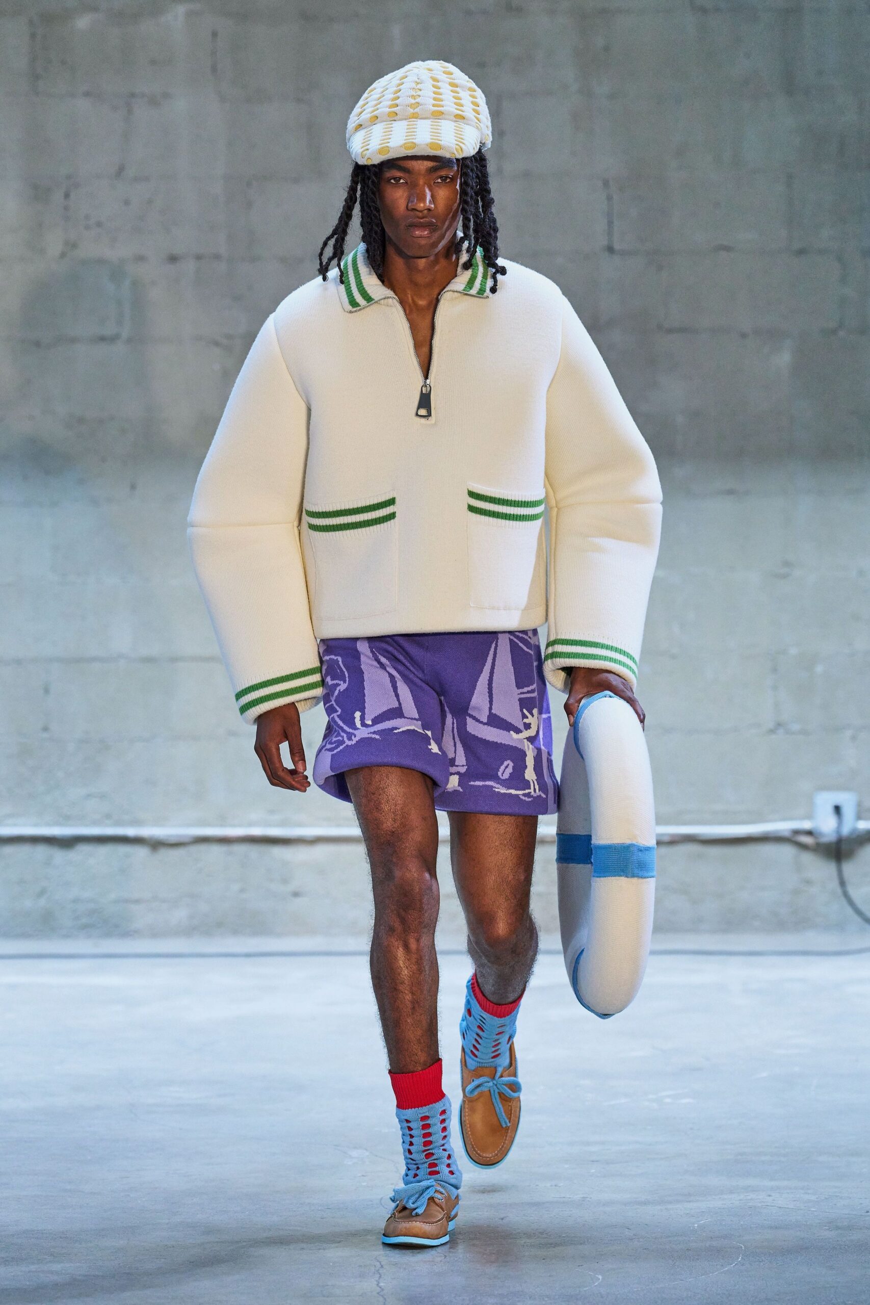 white neoprene long-sleeve collared oversized jacket
