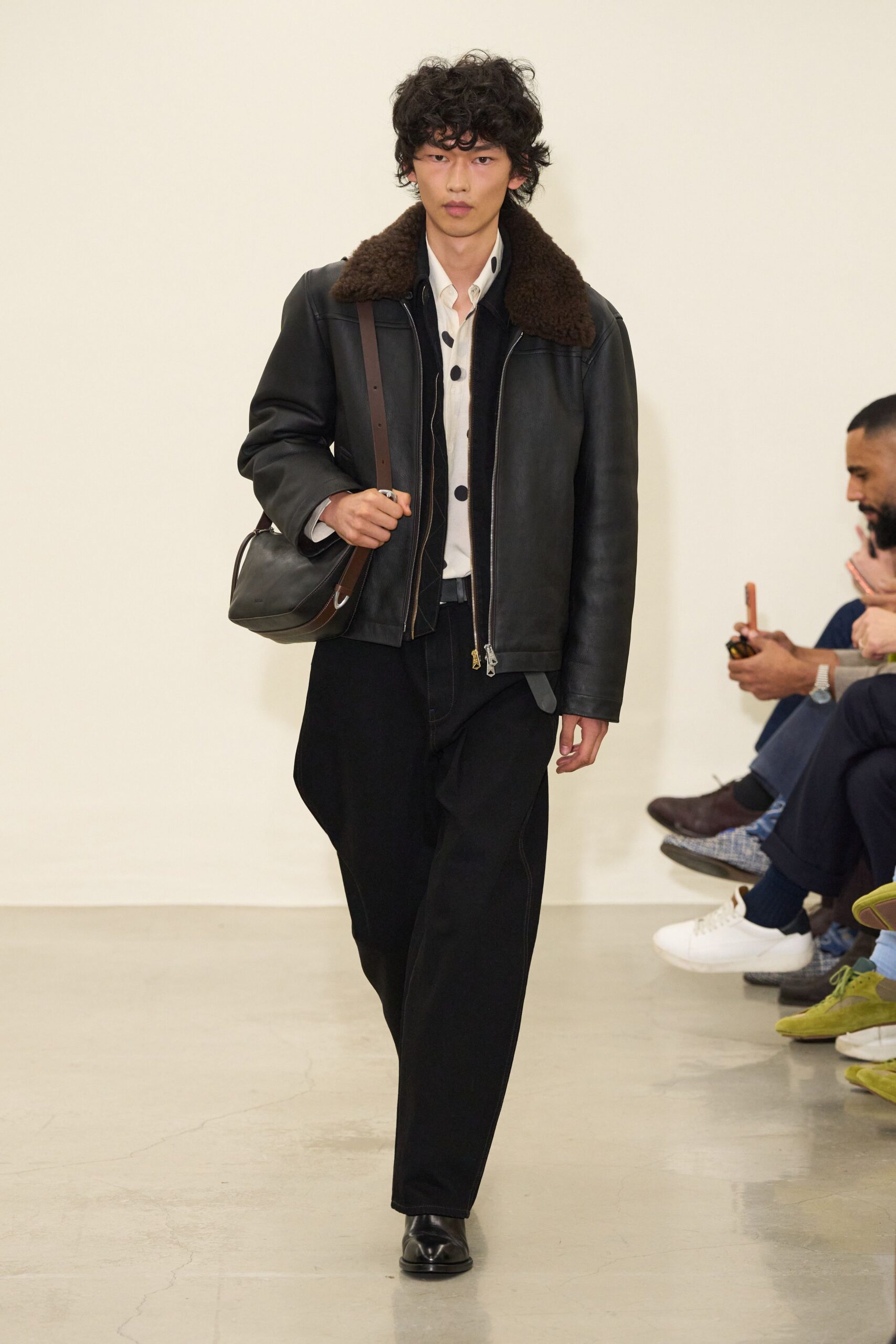 black leather jacket with white shirt