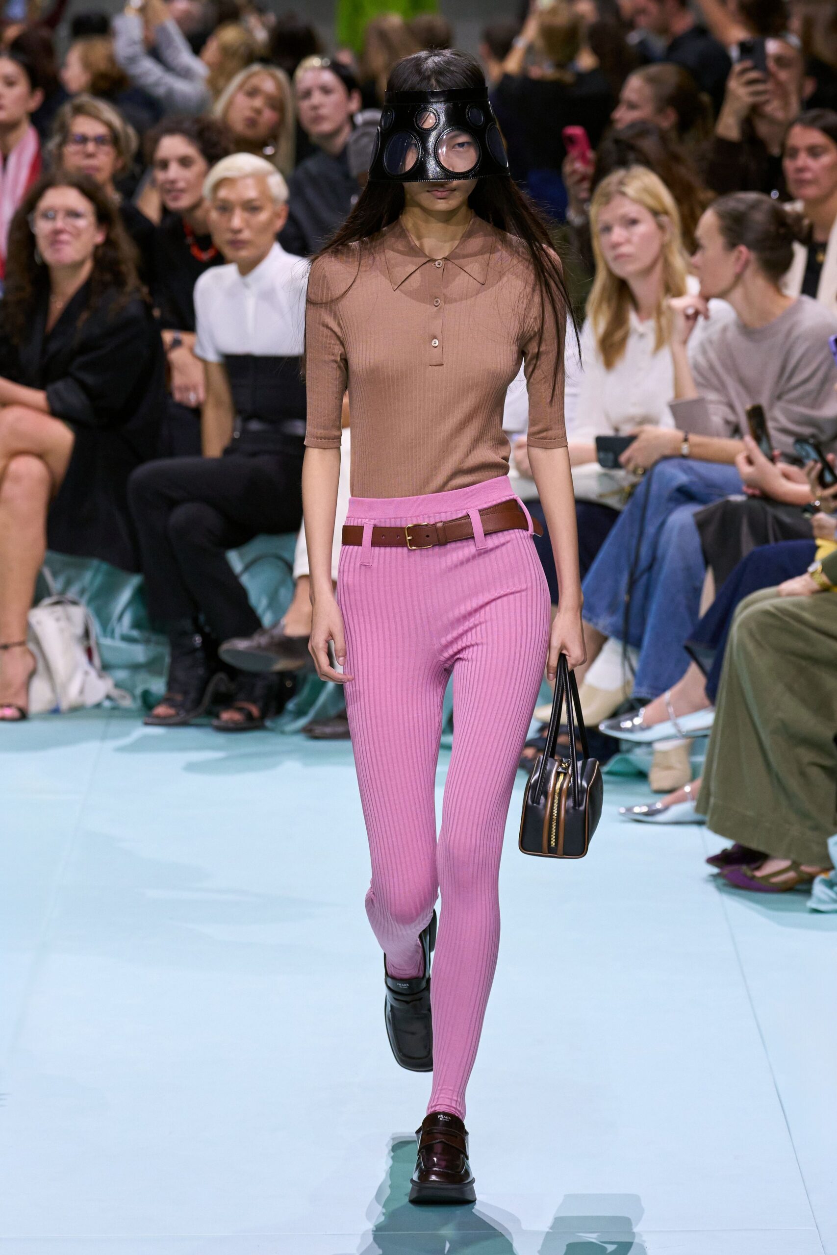 pink cotton slim ribbed pants