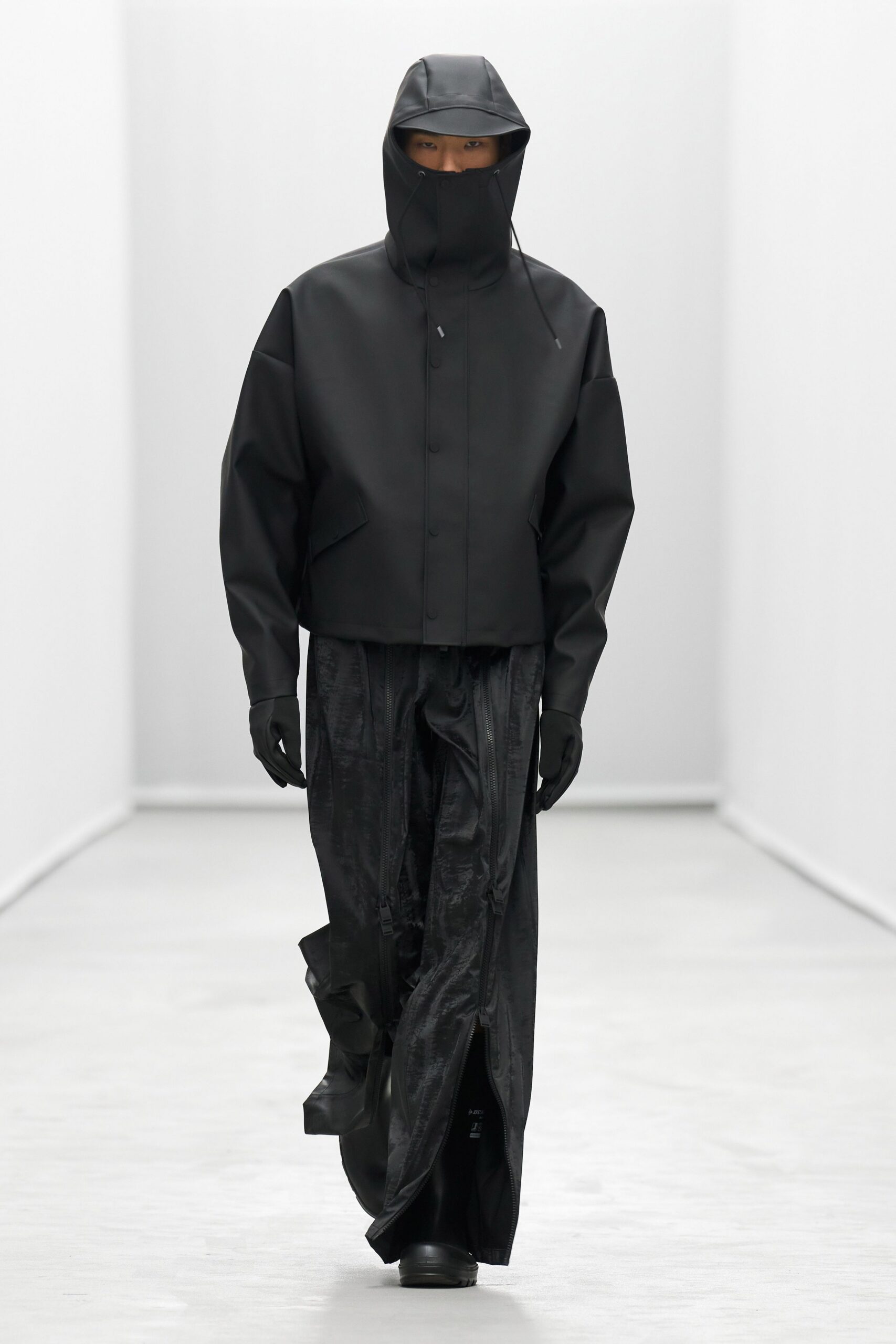 black vinyl relaxed layered pants