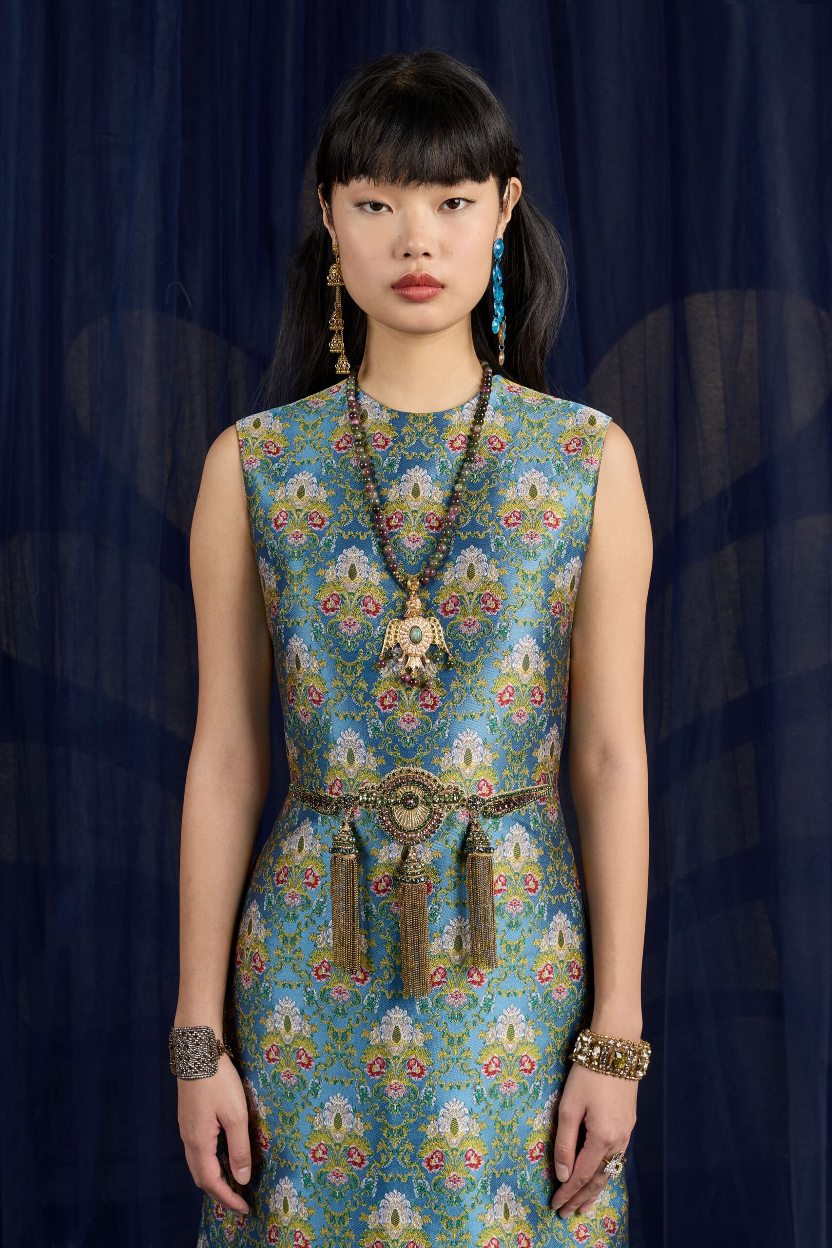 floral silk fitted dress