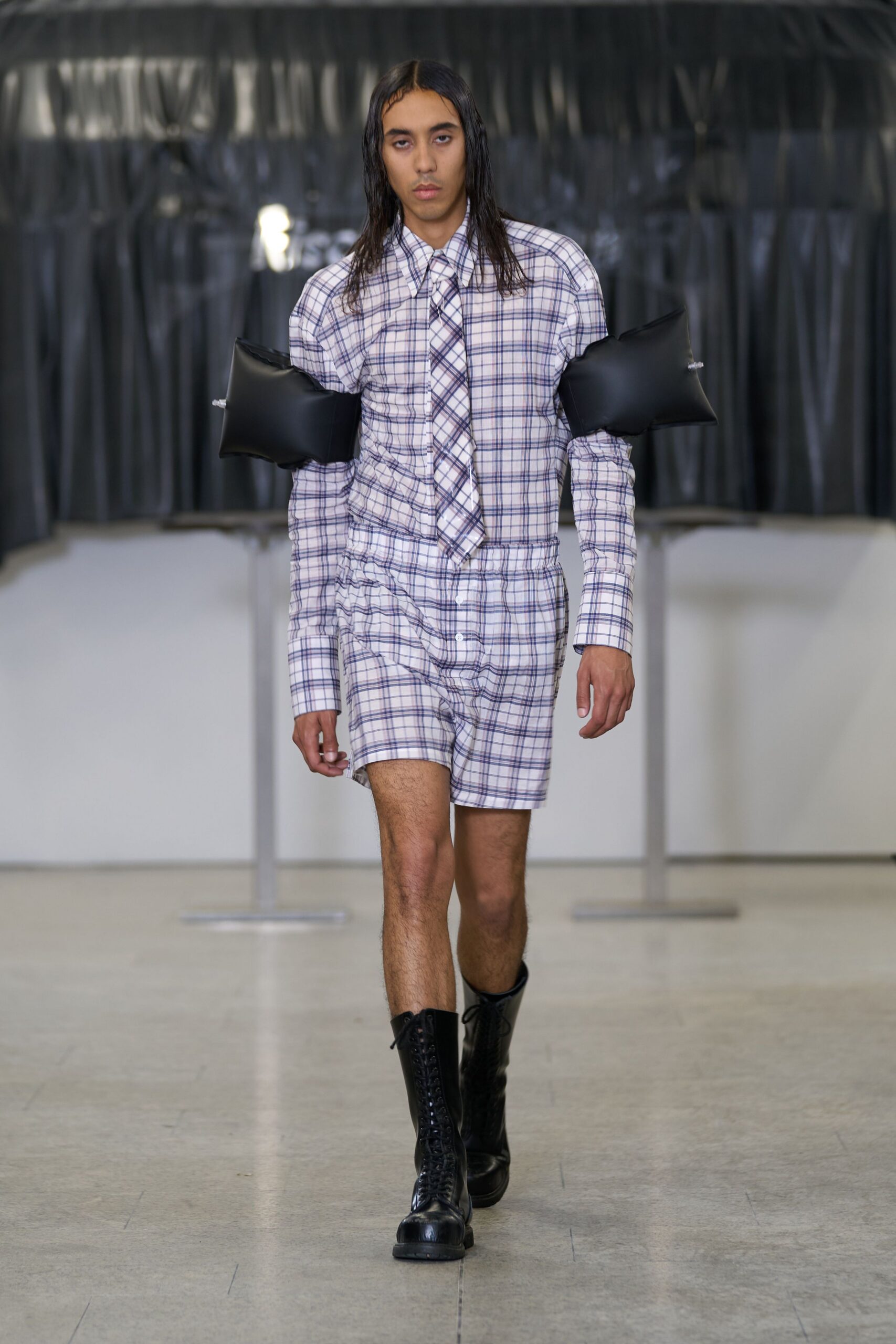 checked shirt and shorts outfit