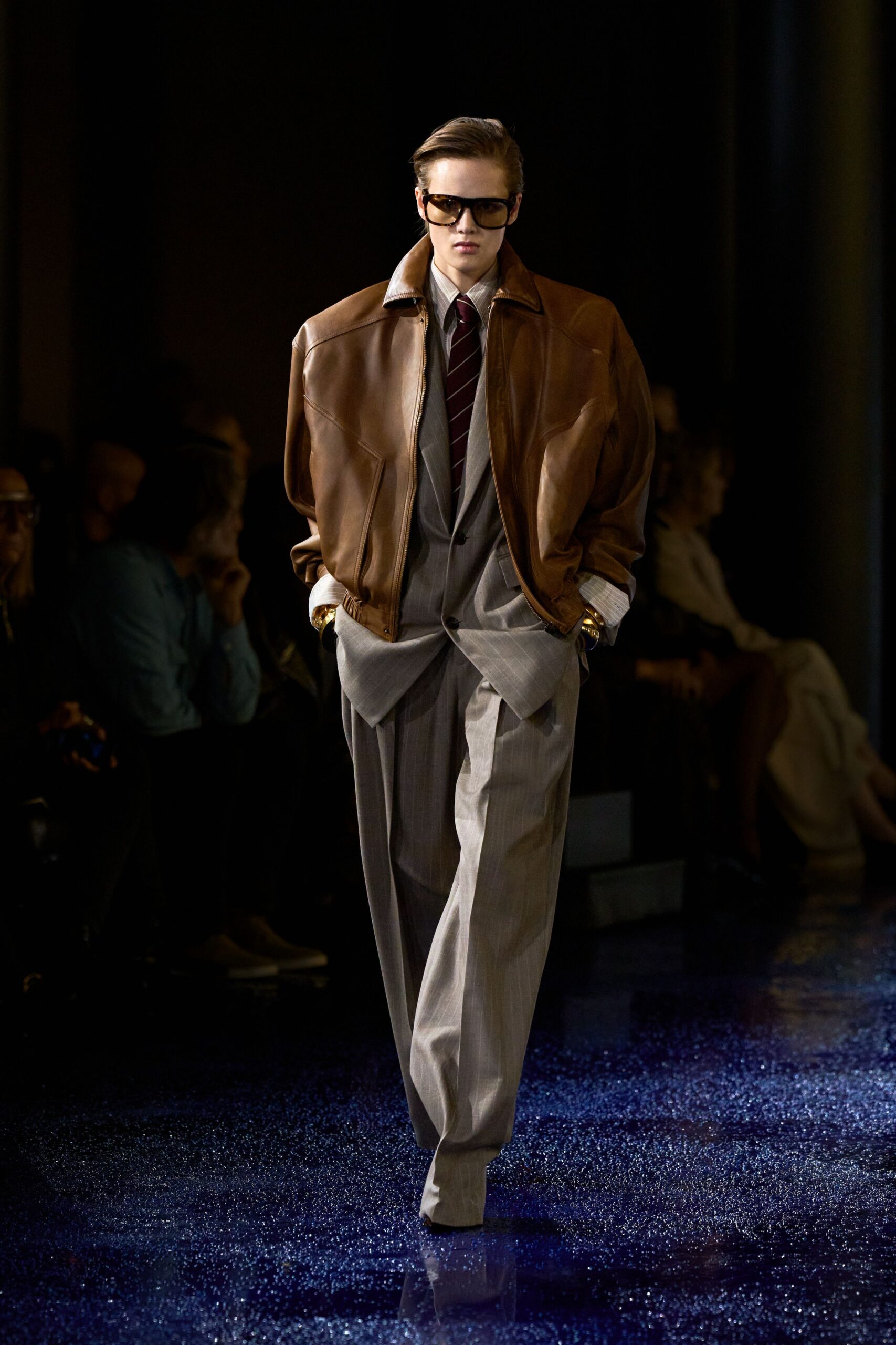 brown leather oversized jacket