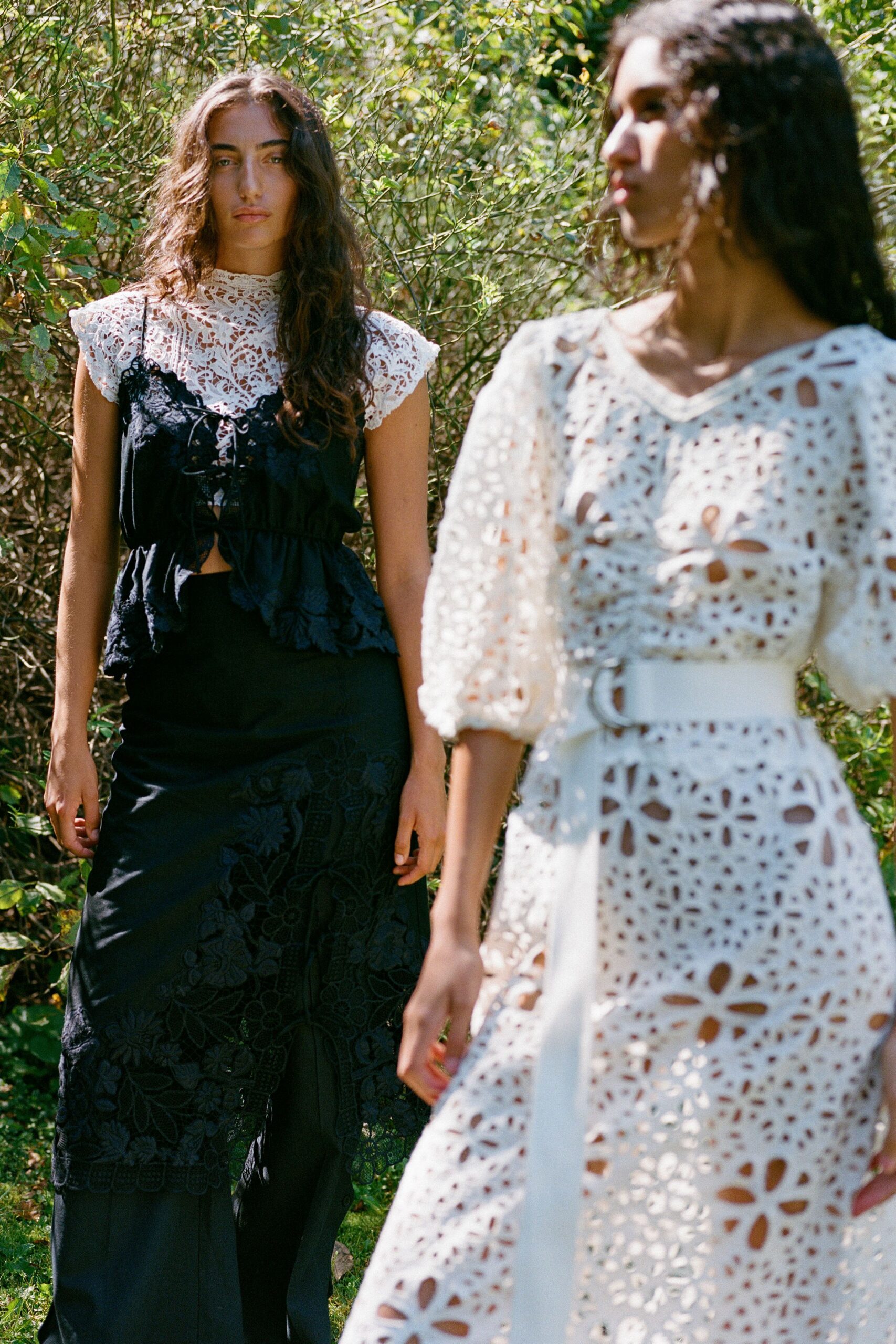 white cotton long-sleeve v-neck fitted embroidered maxi dress