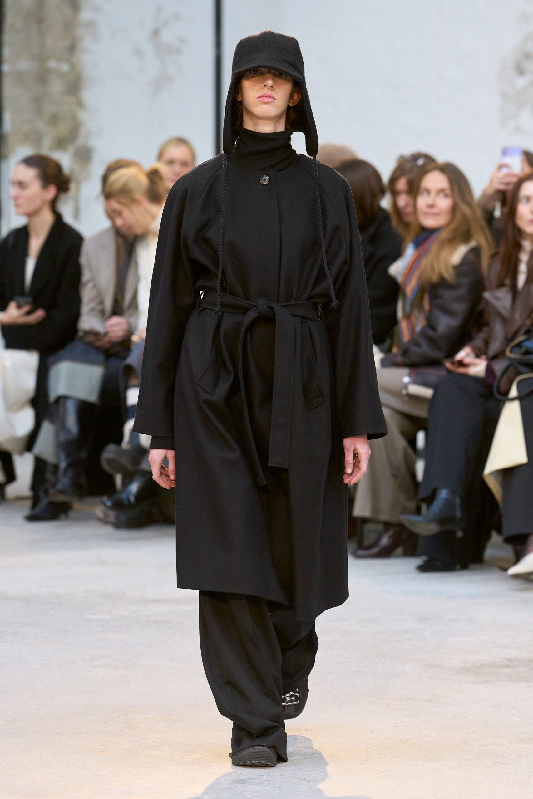 black wool coat and pants