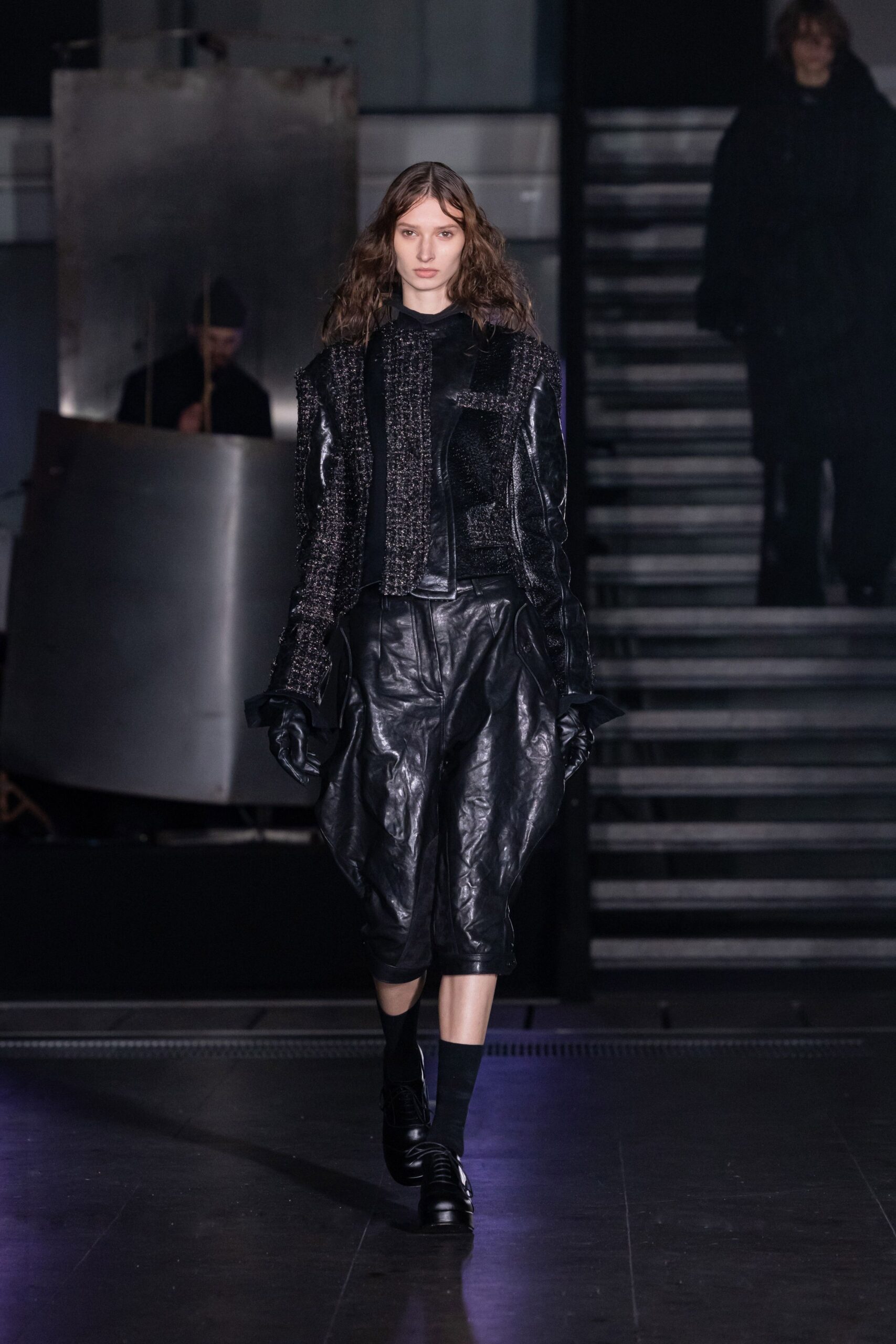 black leather gloves
