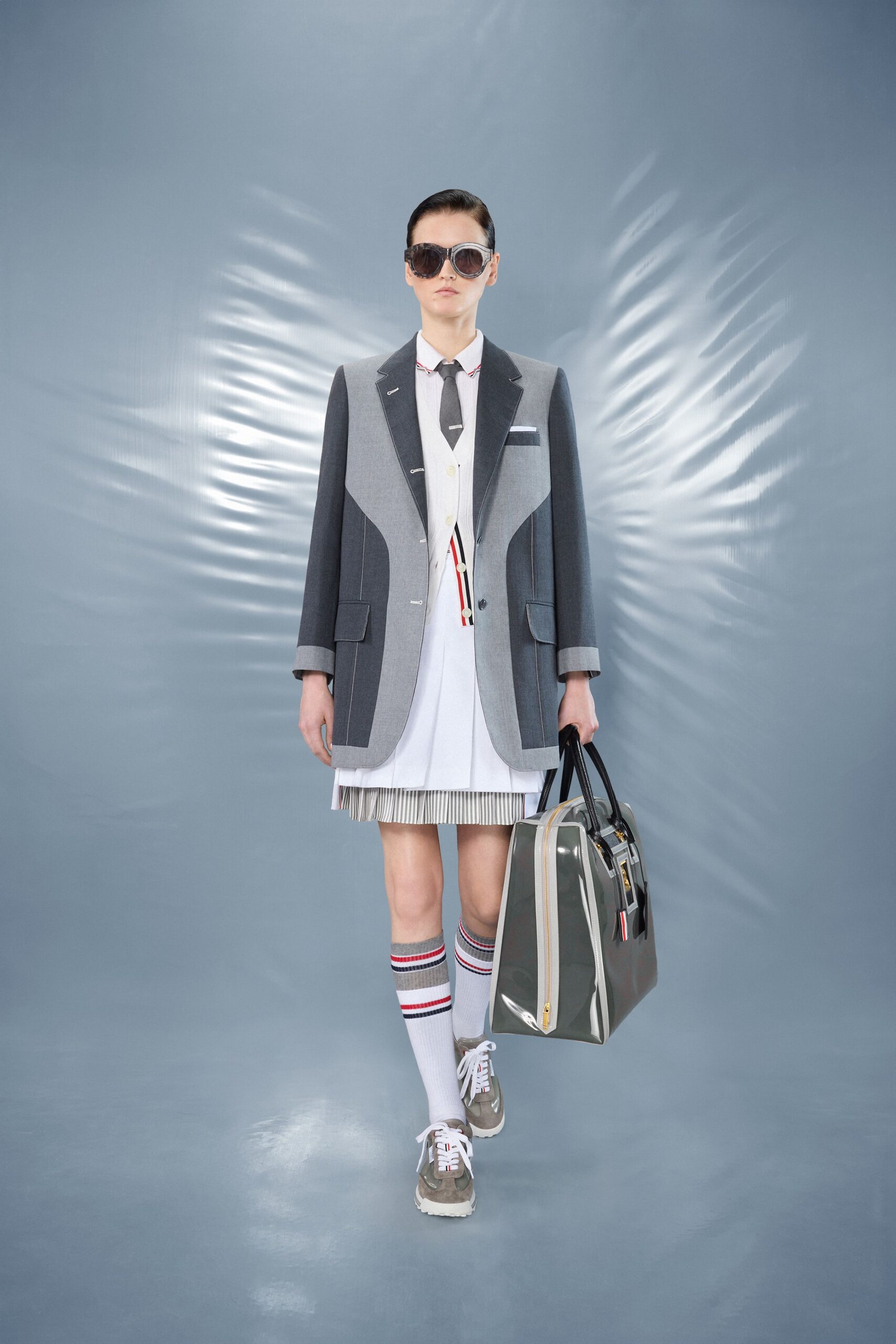 white cotton short-sleeve collared fitted pleated mini shirt-dress