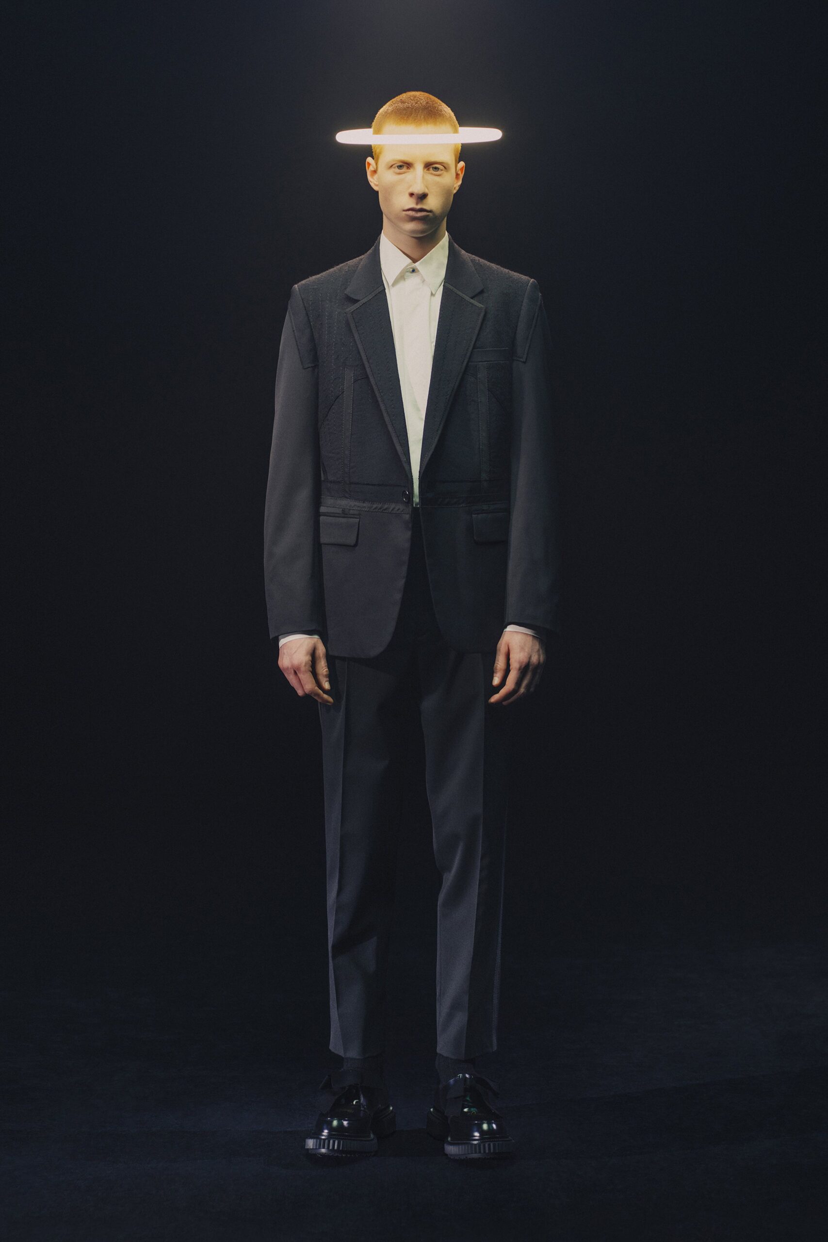 black tailored suit with shoes