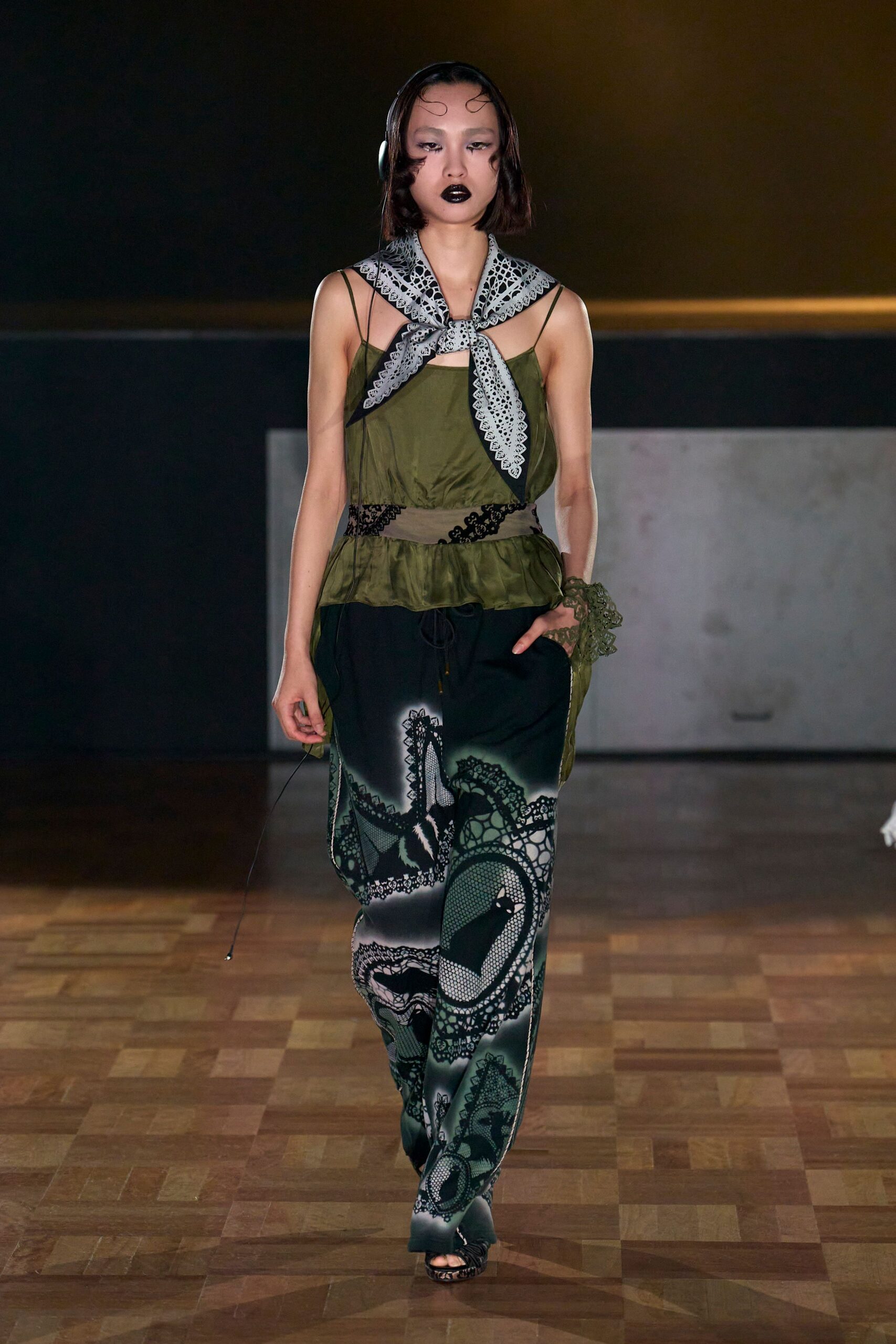 green silk sleeveless v-neck relaxed layered top