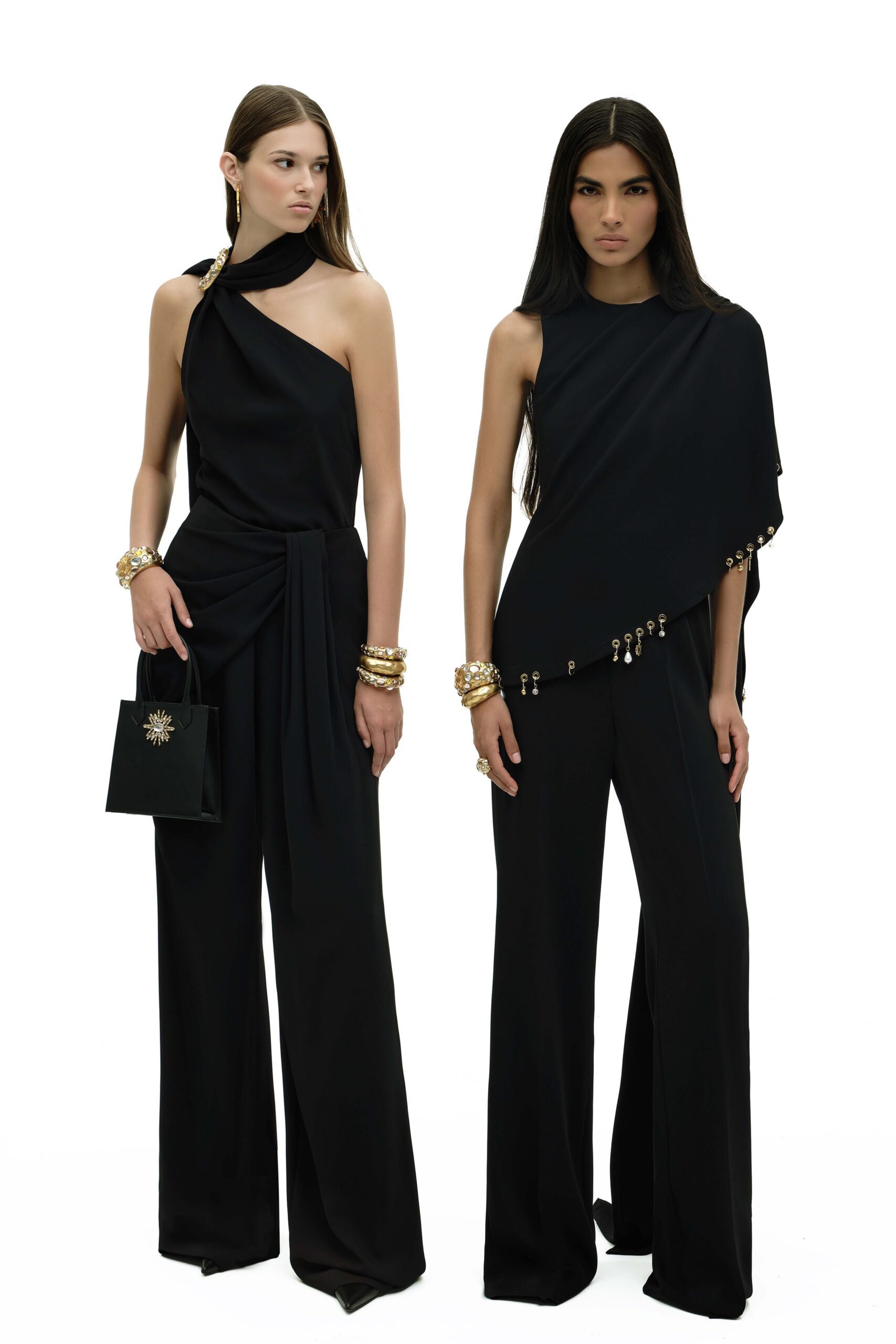 black silk sleeveless asymmetric fitted draped top