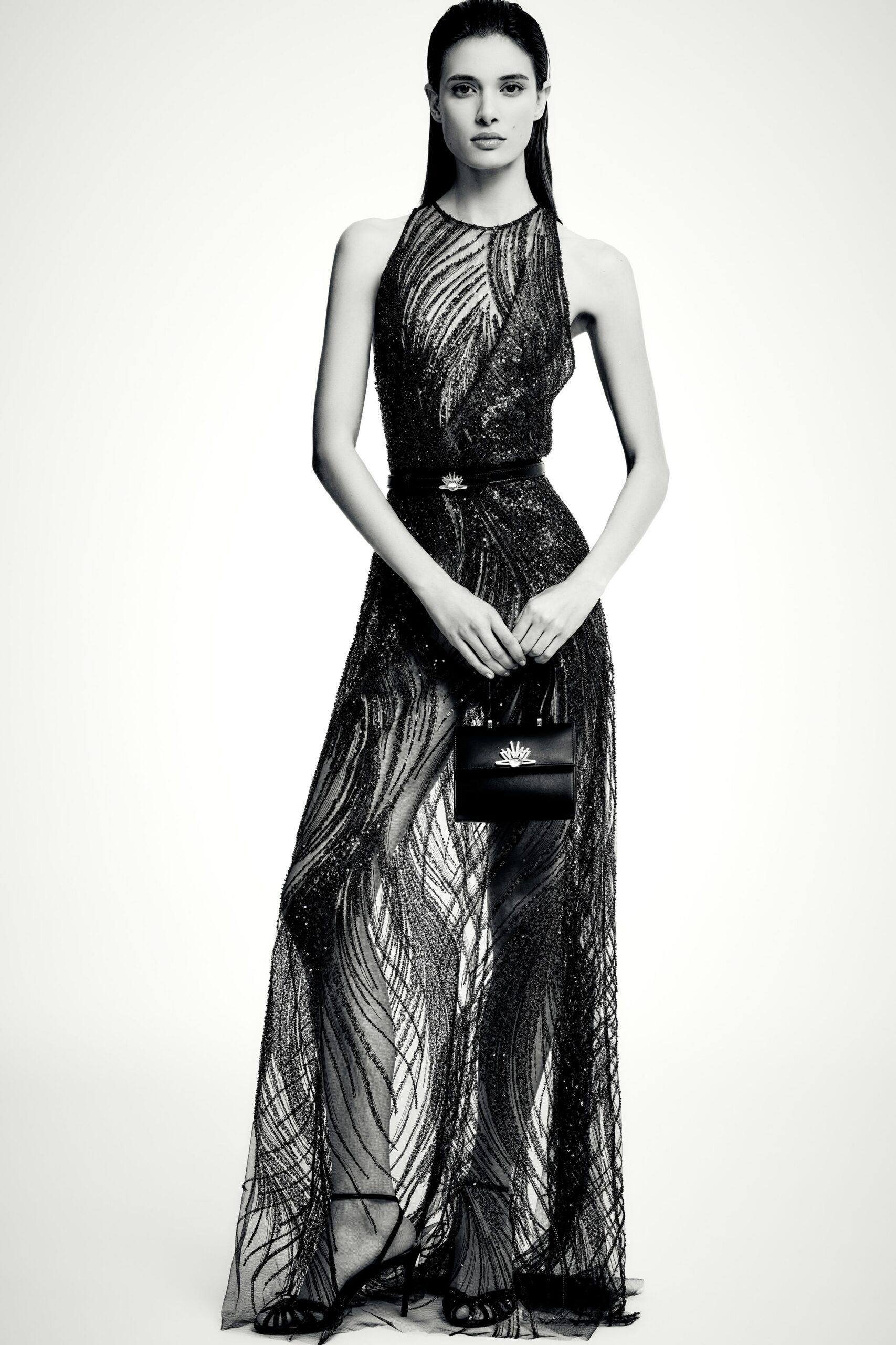 black embellished maxi gown