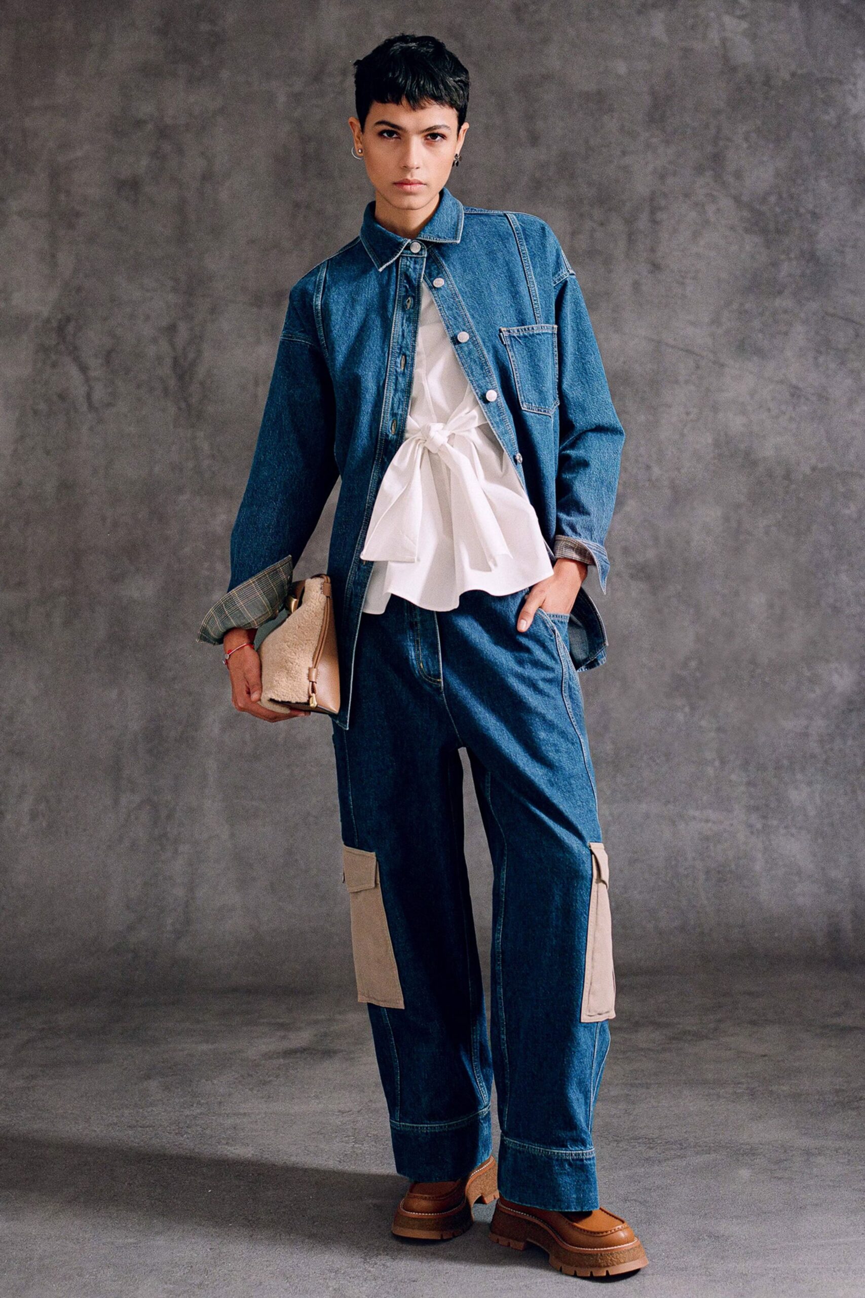 denim jacket with ruffled top