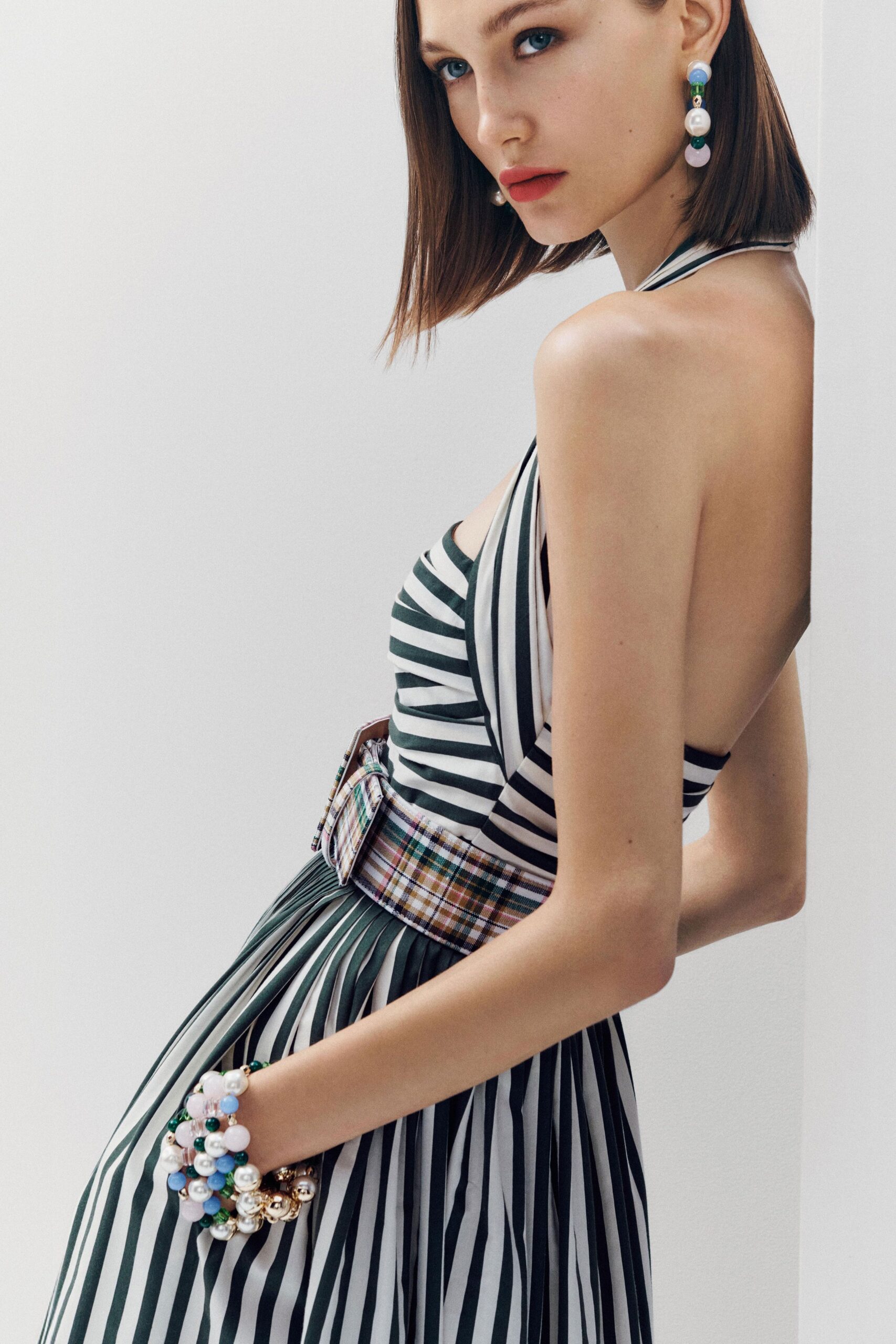 striped silk sleeveless dress