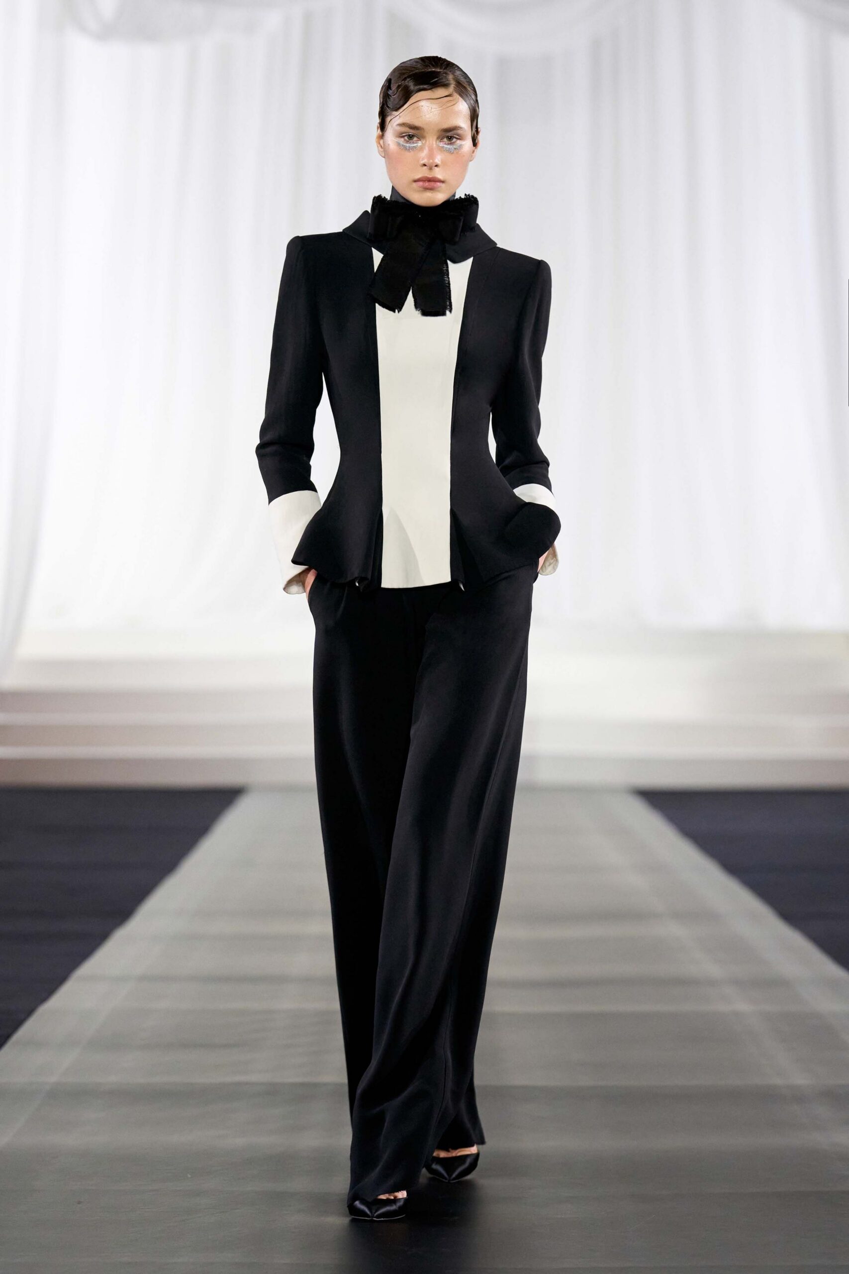 black and white tailored suit
