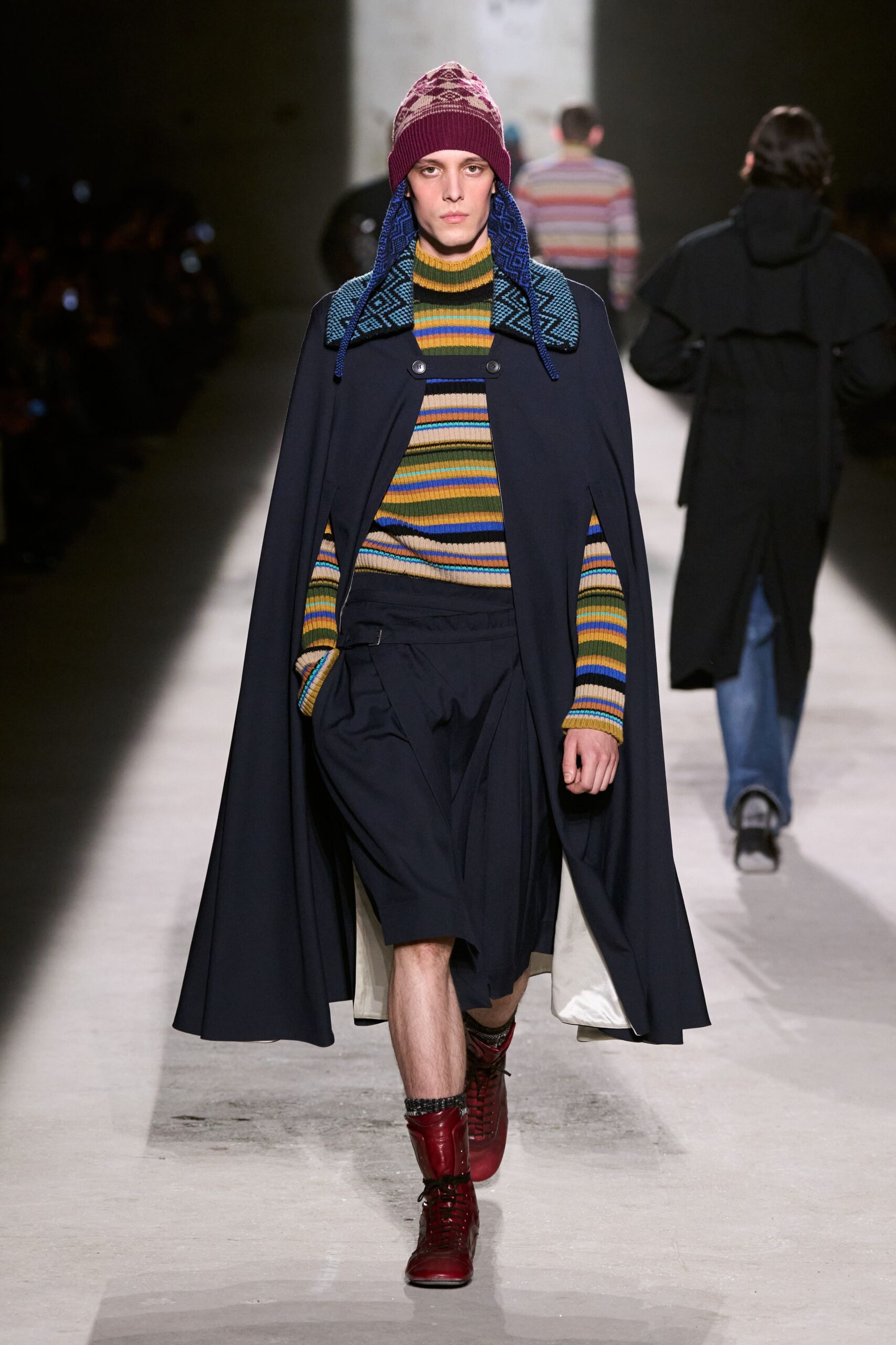 black cape multi-colored sweater