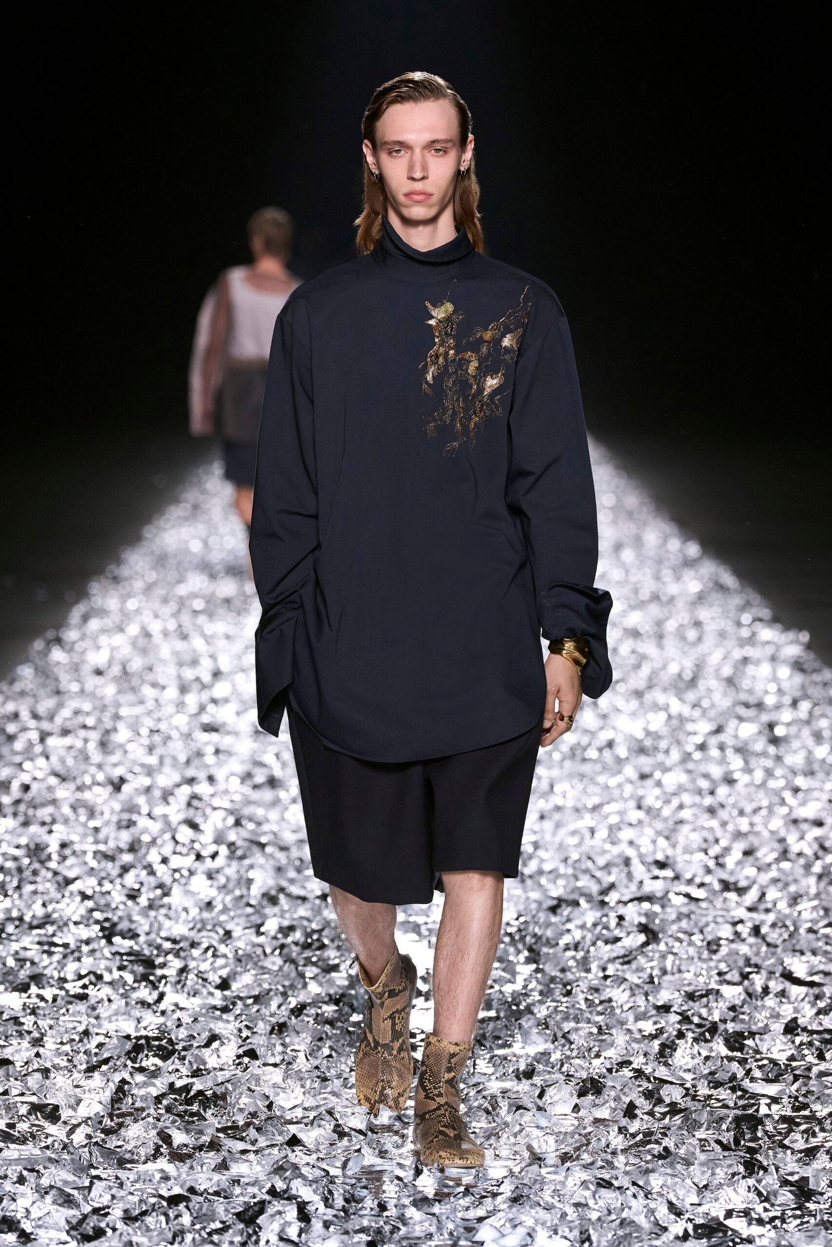 black relaxed shirt and shorts