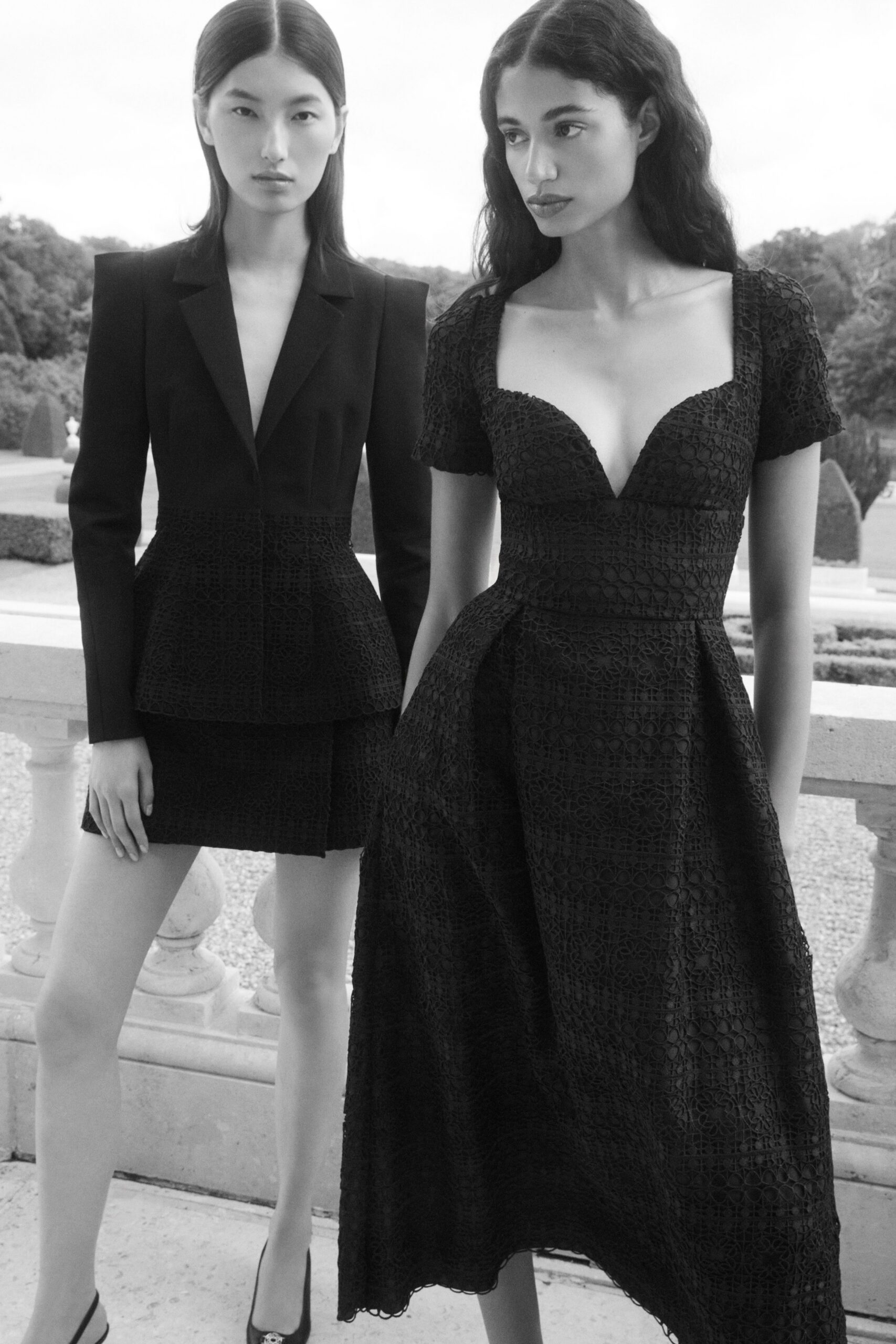 black fitted blazer and dress
