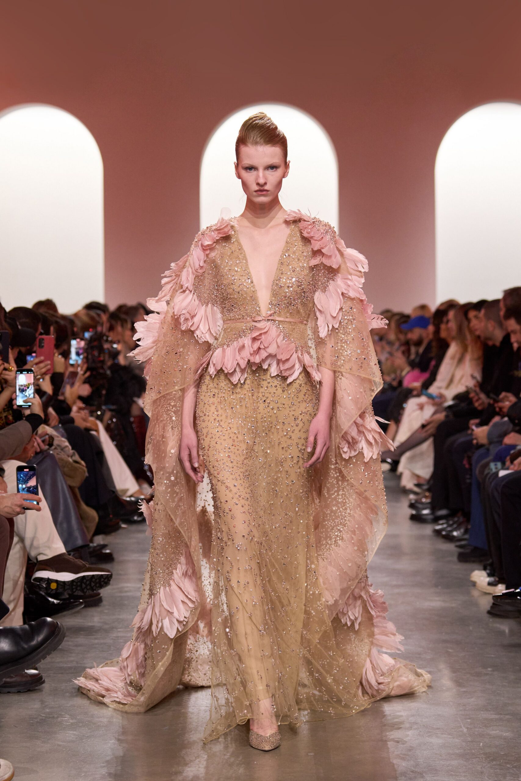 pink embellished flowing gown