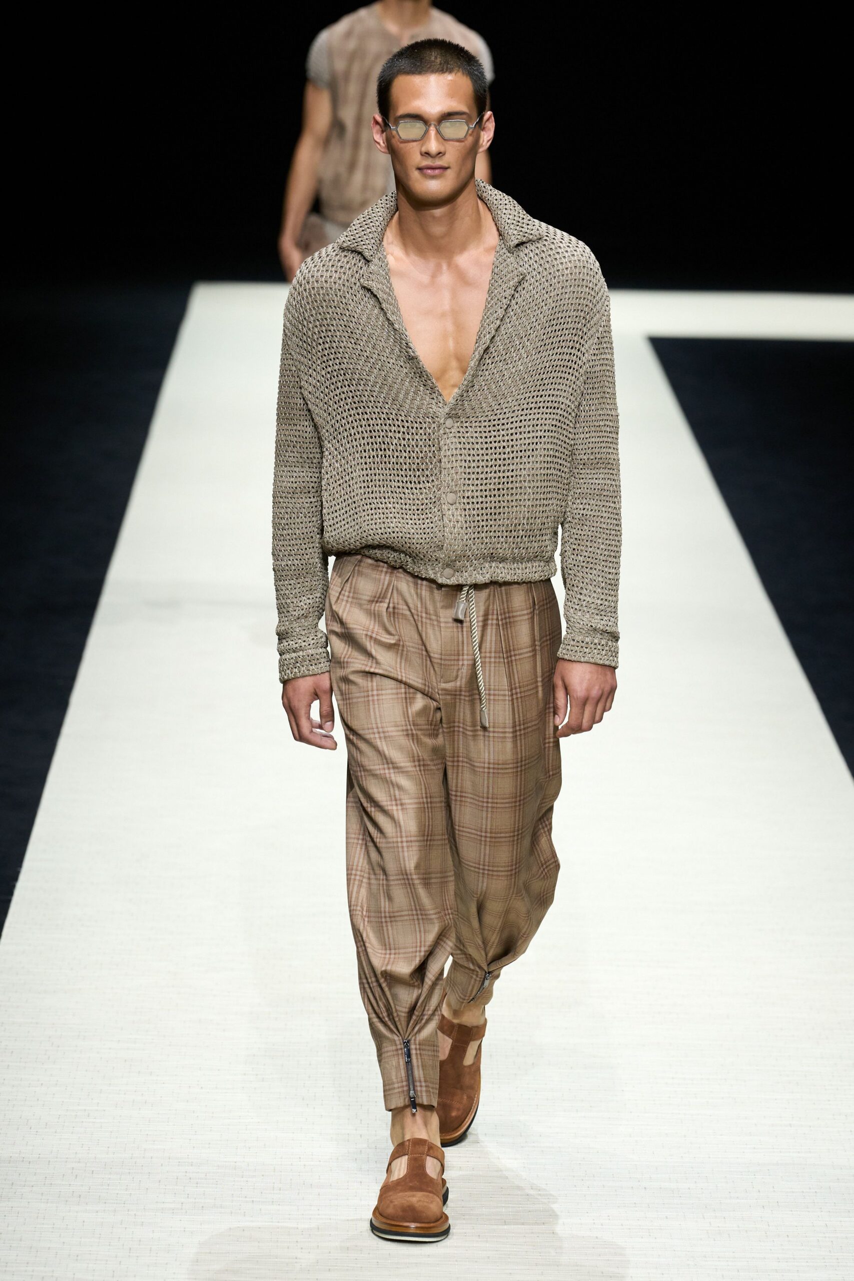 beige cotton long-sleeve collared relaxed textured shirt
