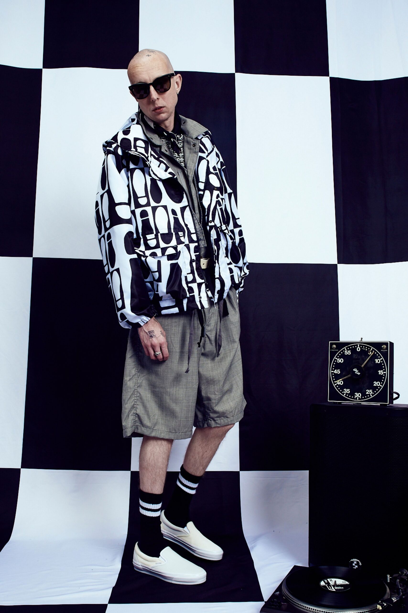 black and white printed jacket