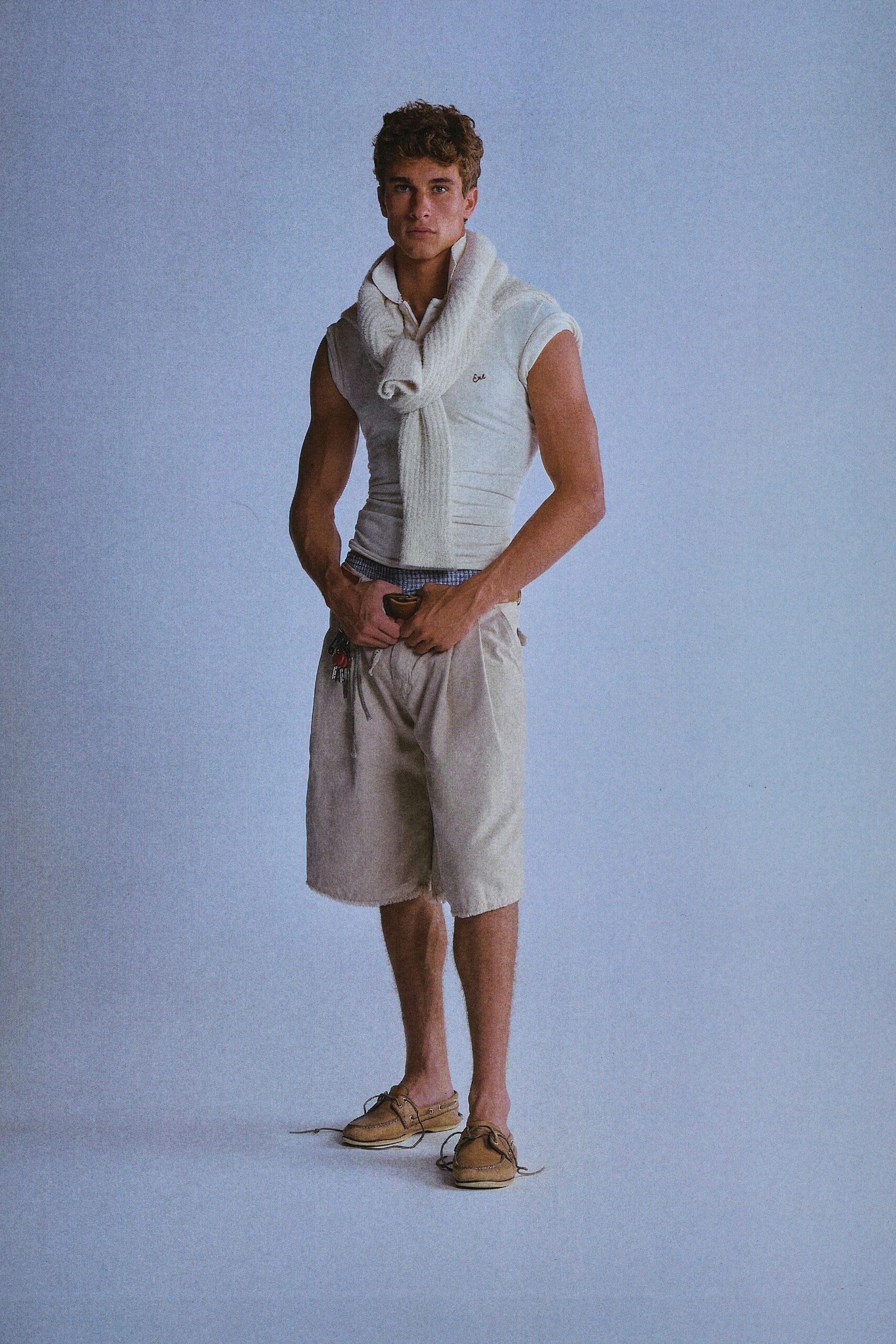white fitted top with knotted detail