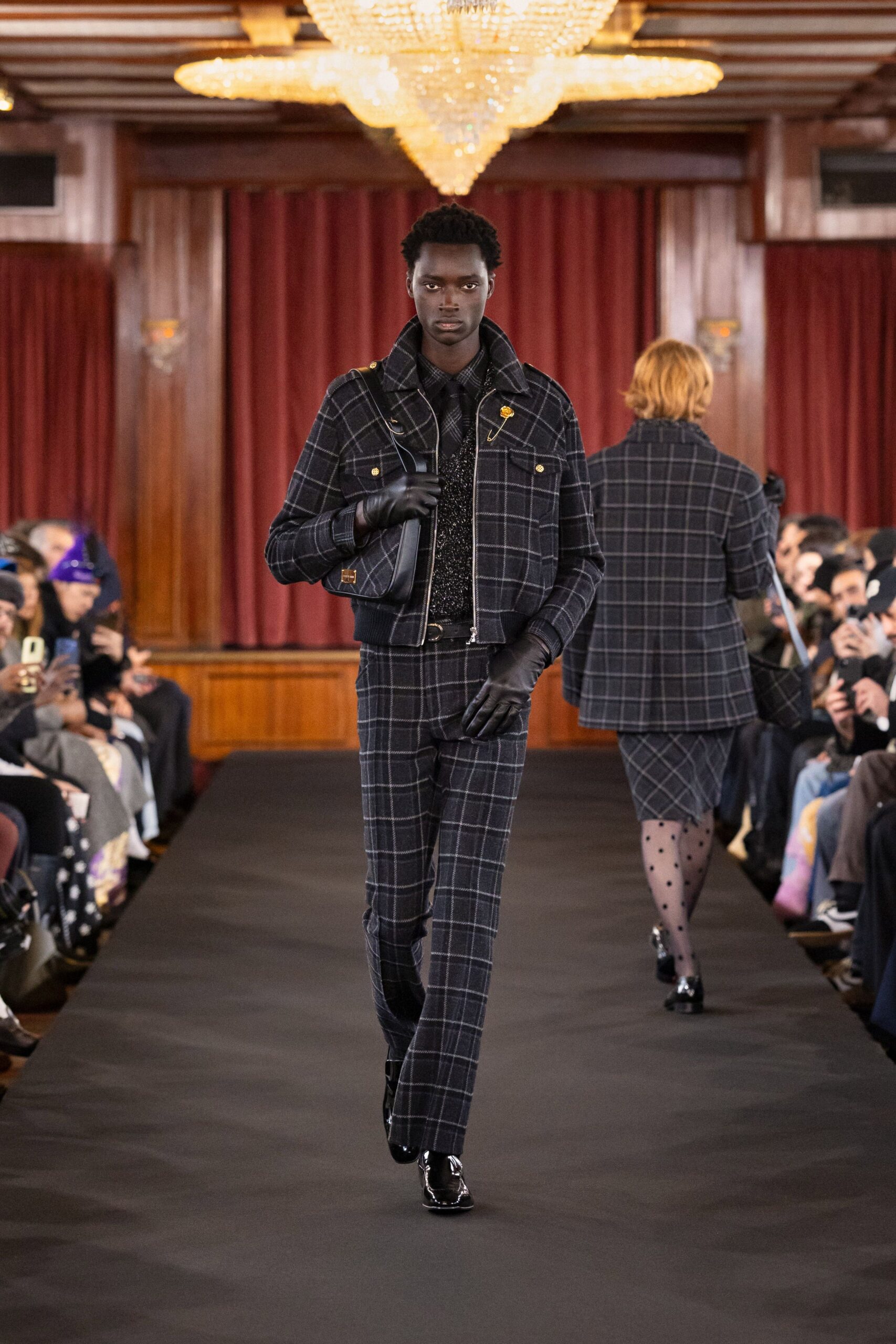 tailored black checked jacket and pants