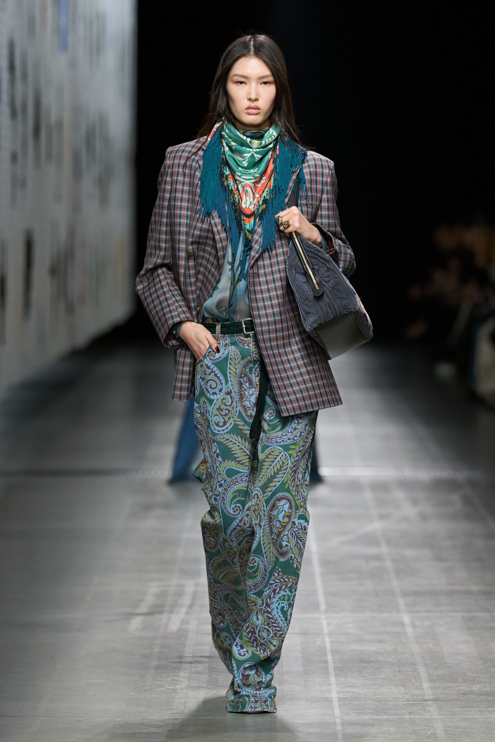 green cotton relaxed printed pants