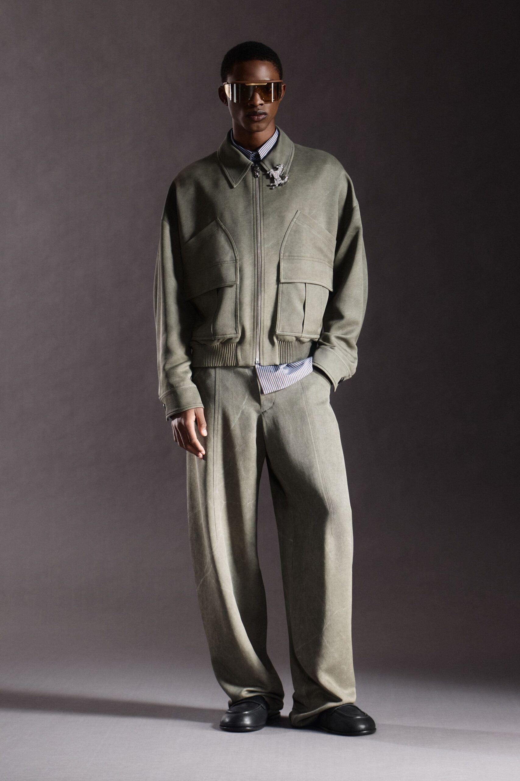 green relaxed jacket and pants