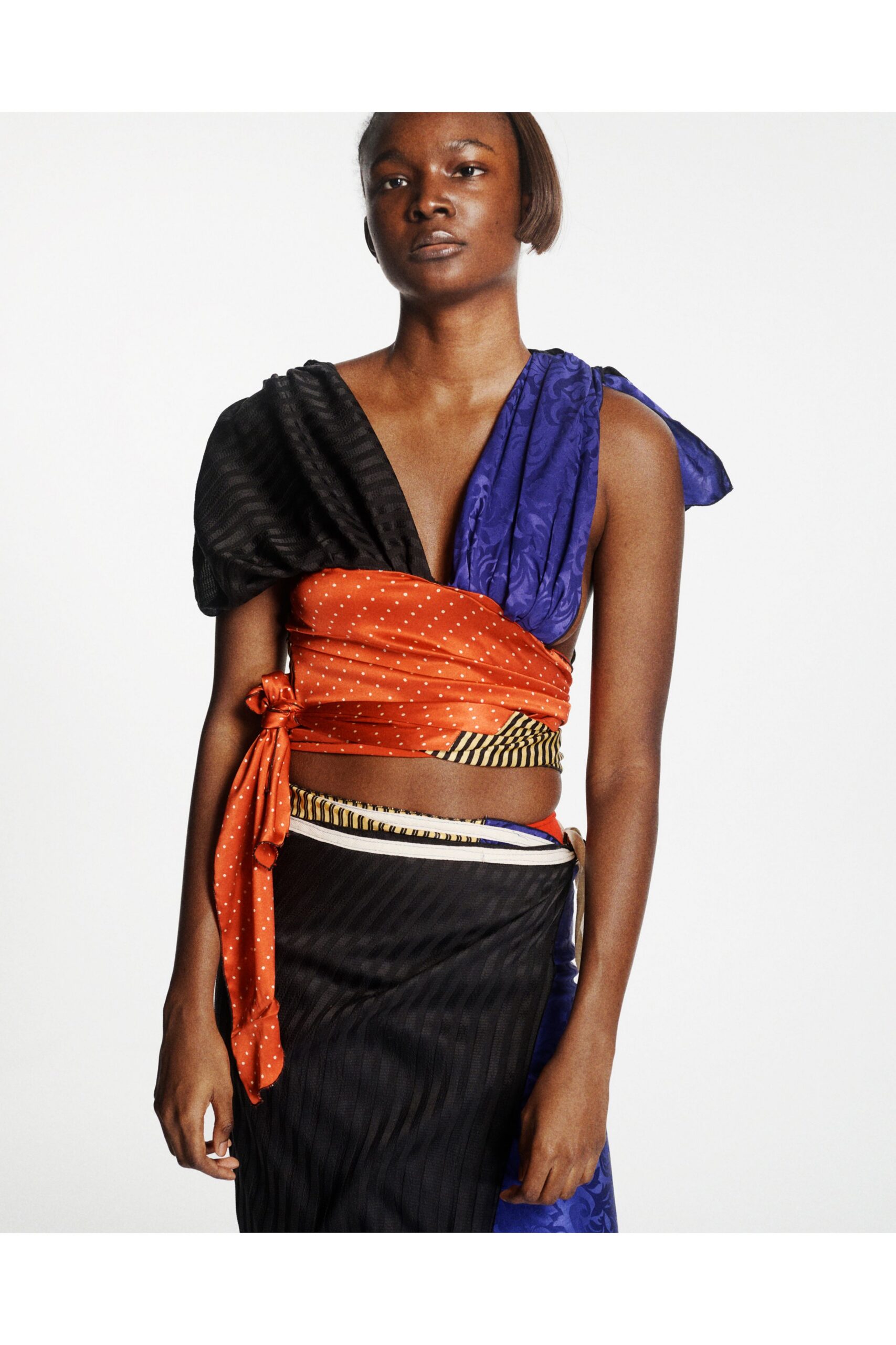 colorful fitted top and skirt
