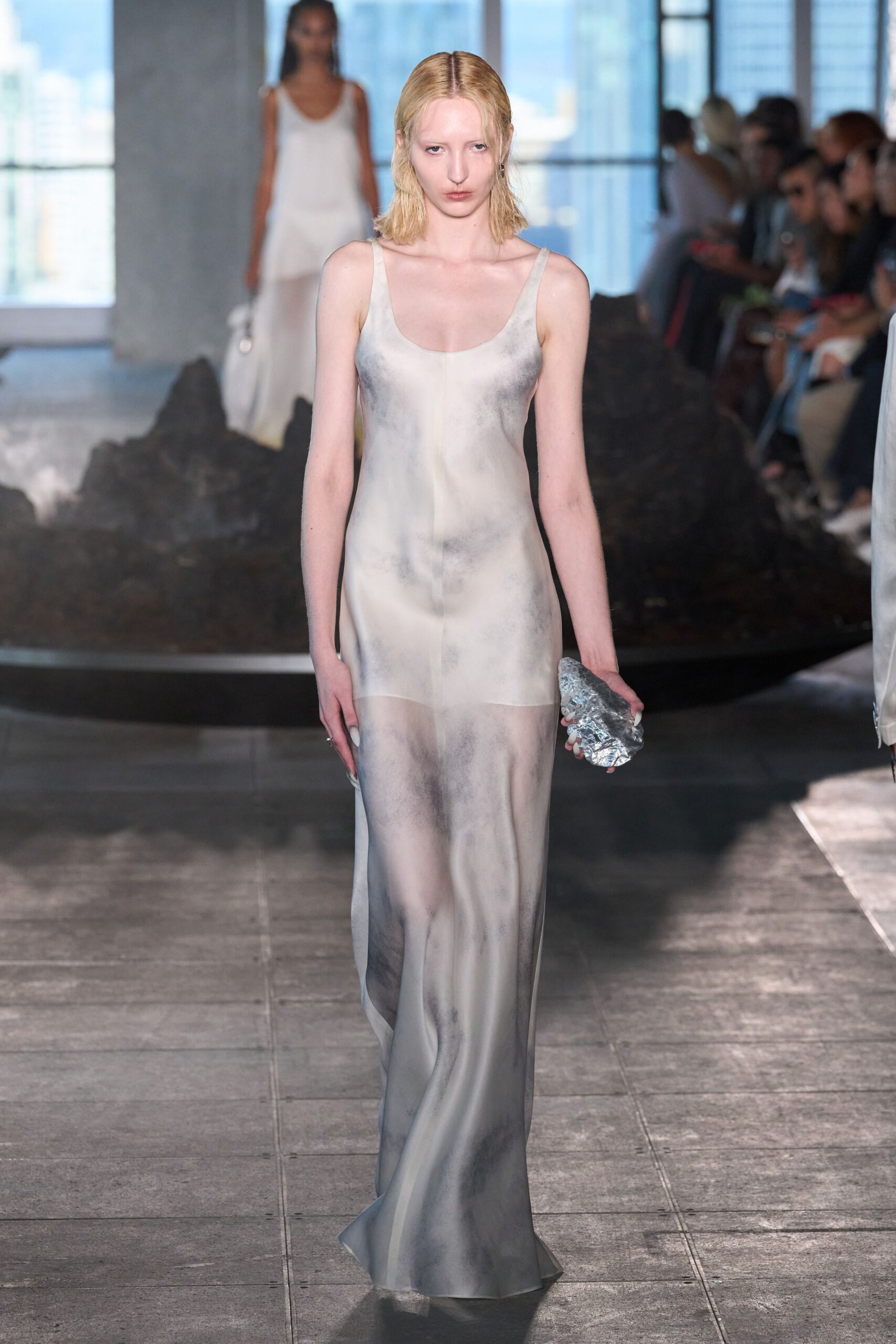 gray metallic bag