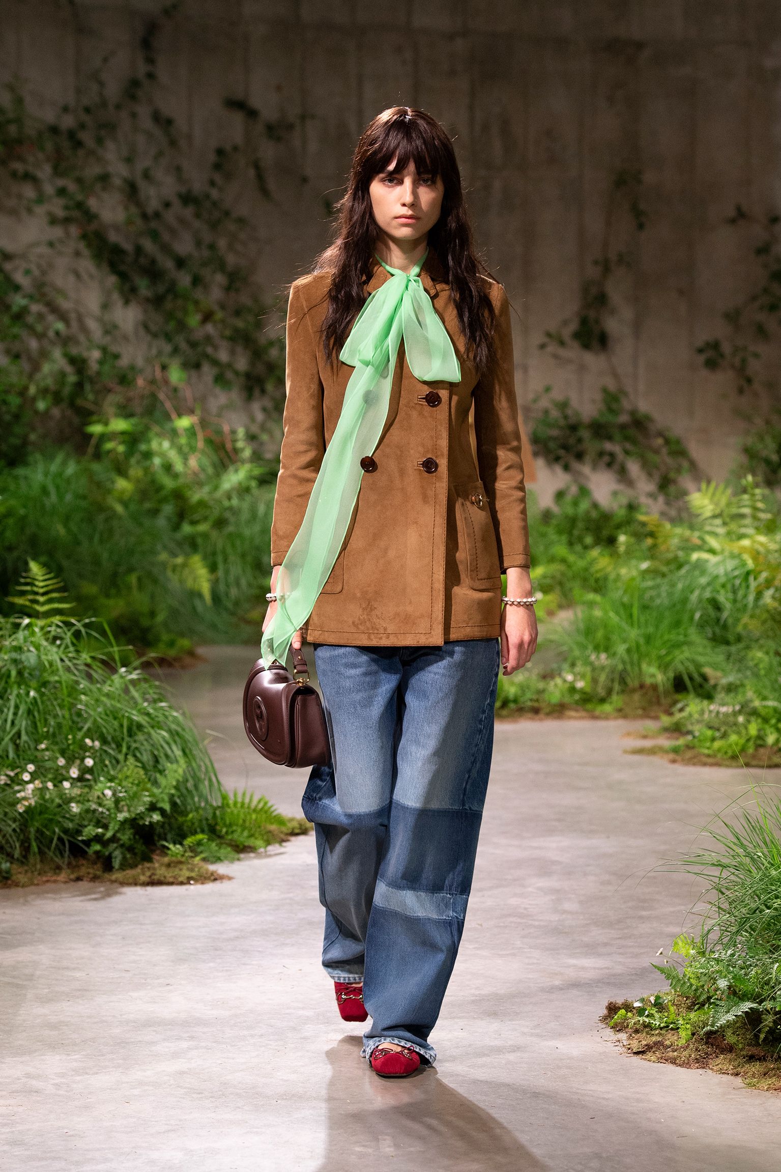 brown suede long-sleeve collared tailored blazer