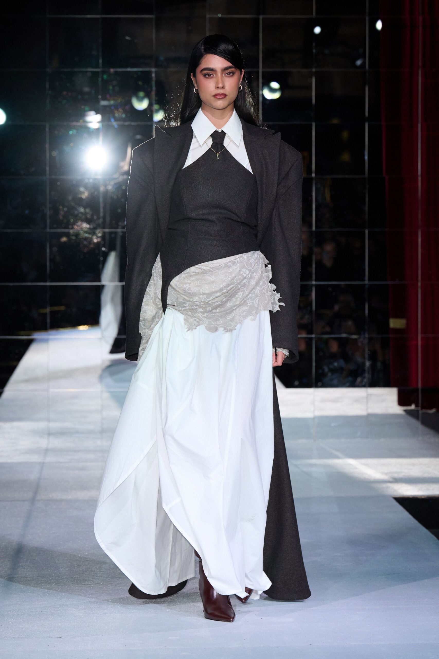 white chiffon relaxed tiered flowing maxi skirt