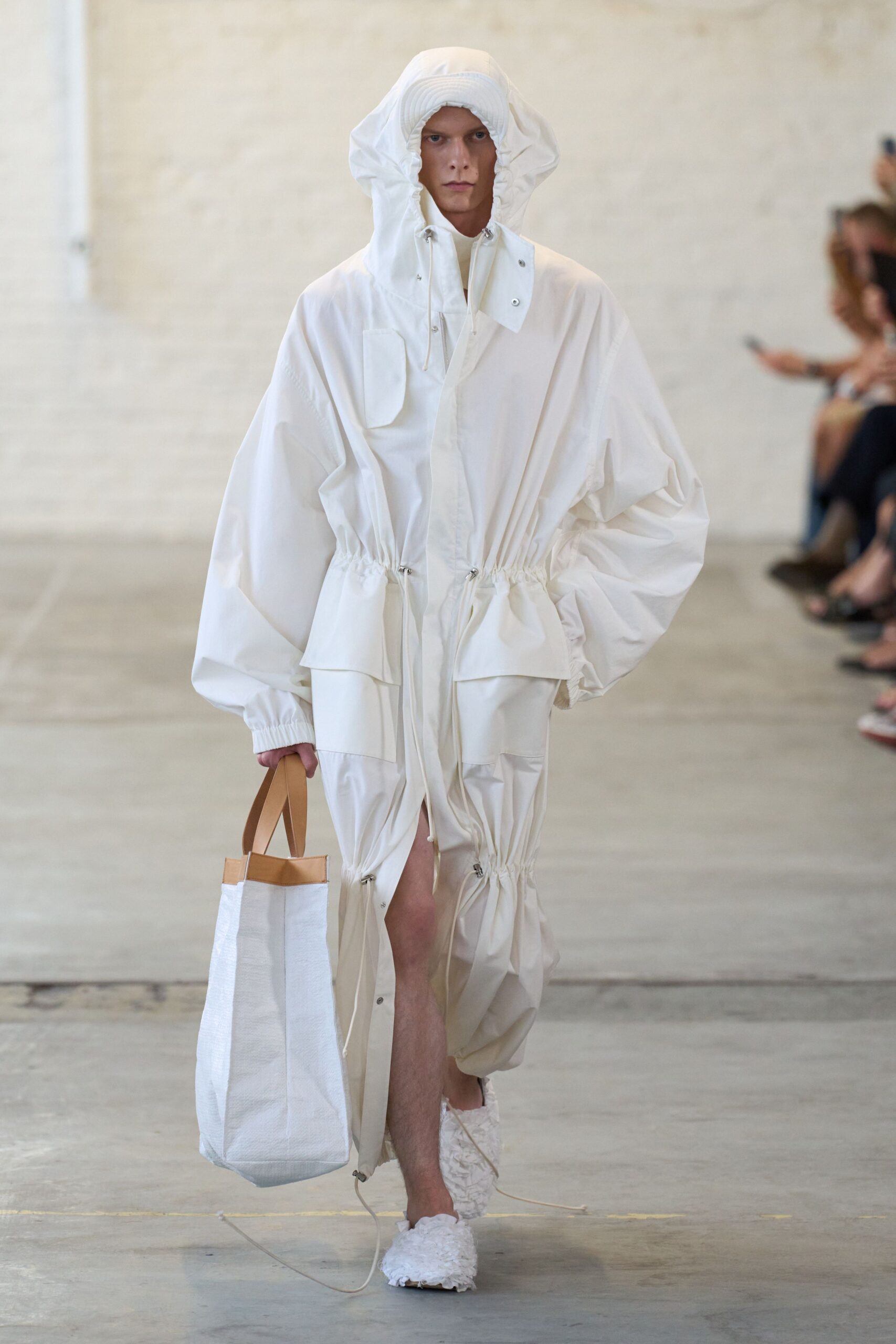 white cotton structured bag
