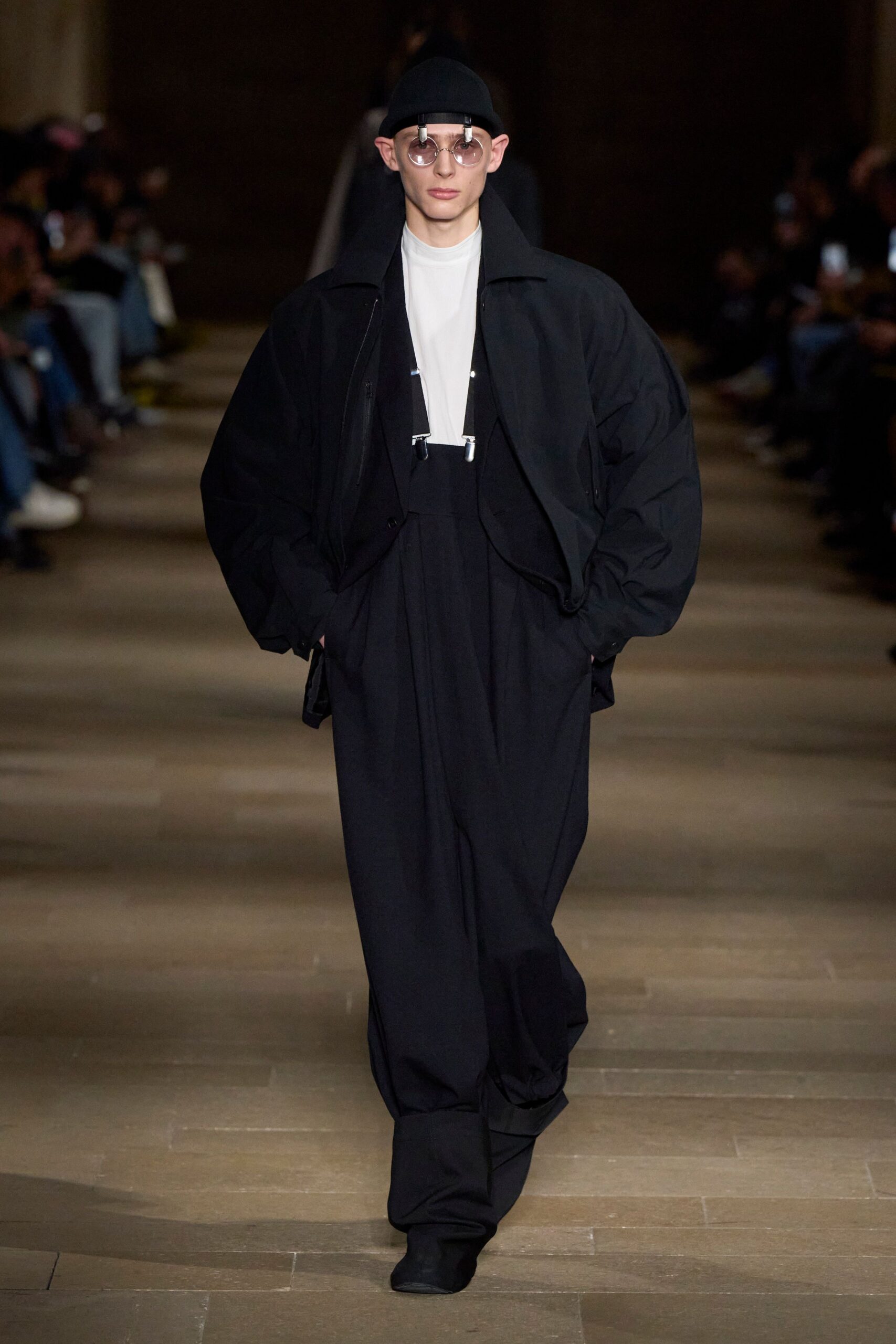 black oversized jacket with white top