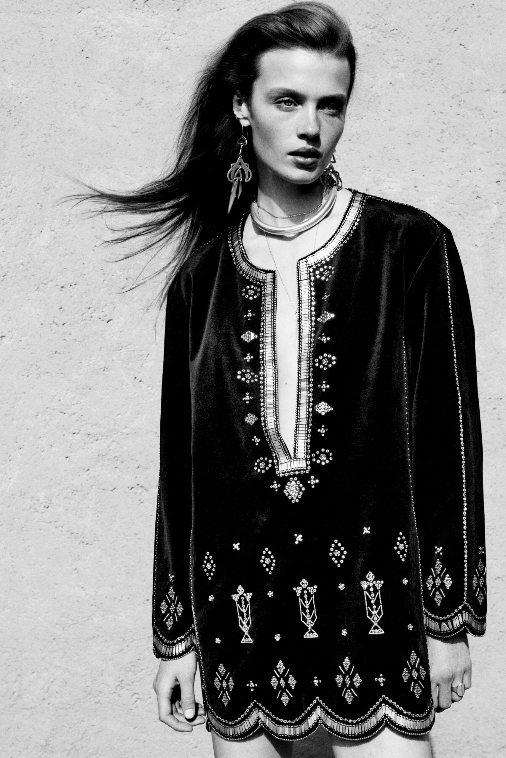 black velvet embroidered top