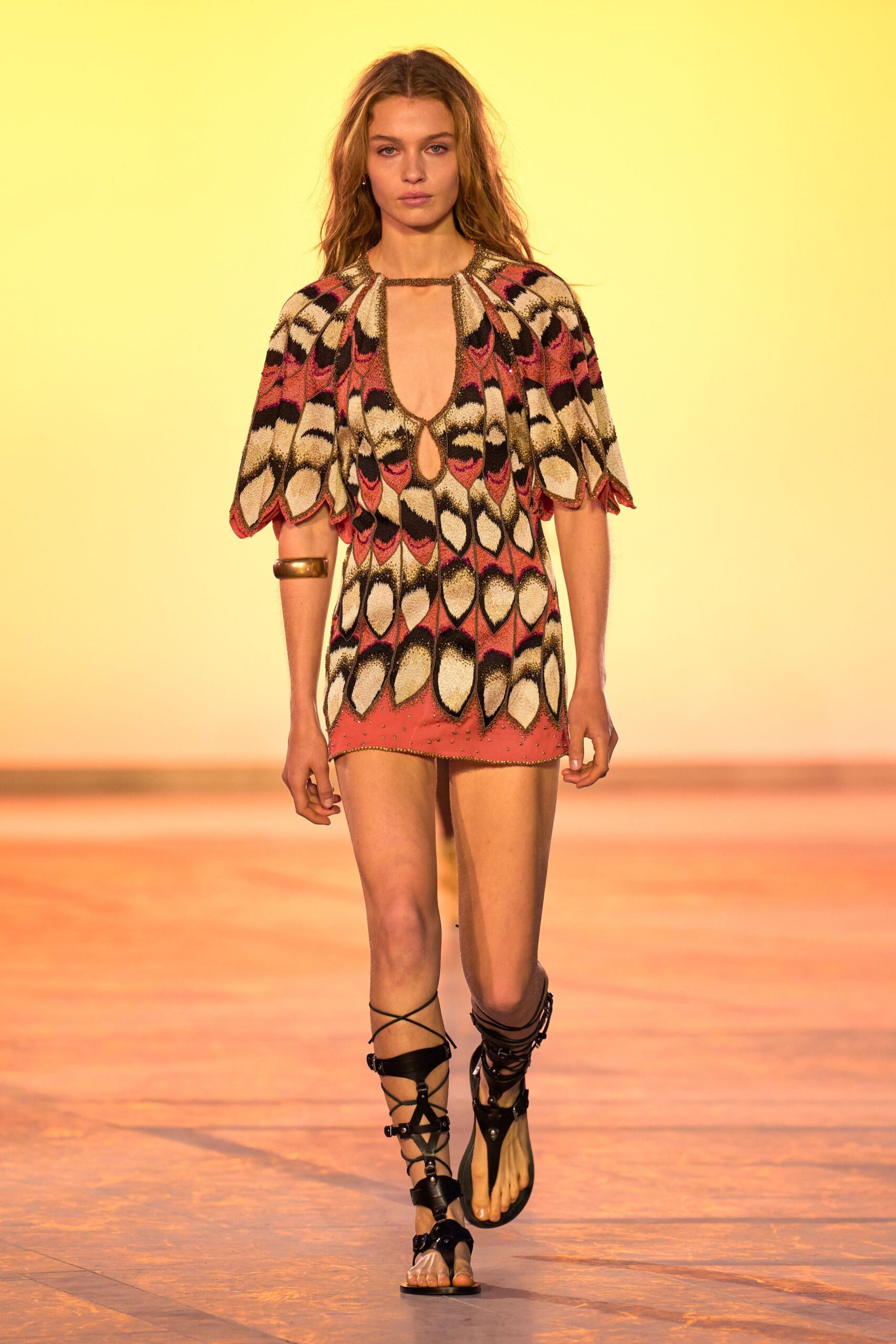 red cotton sleeveless v-neck fitted printed mini dress