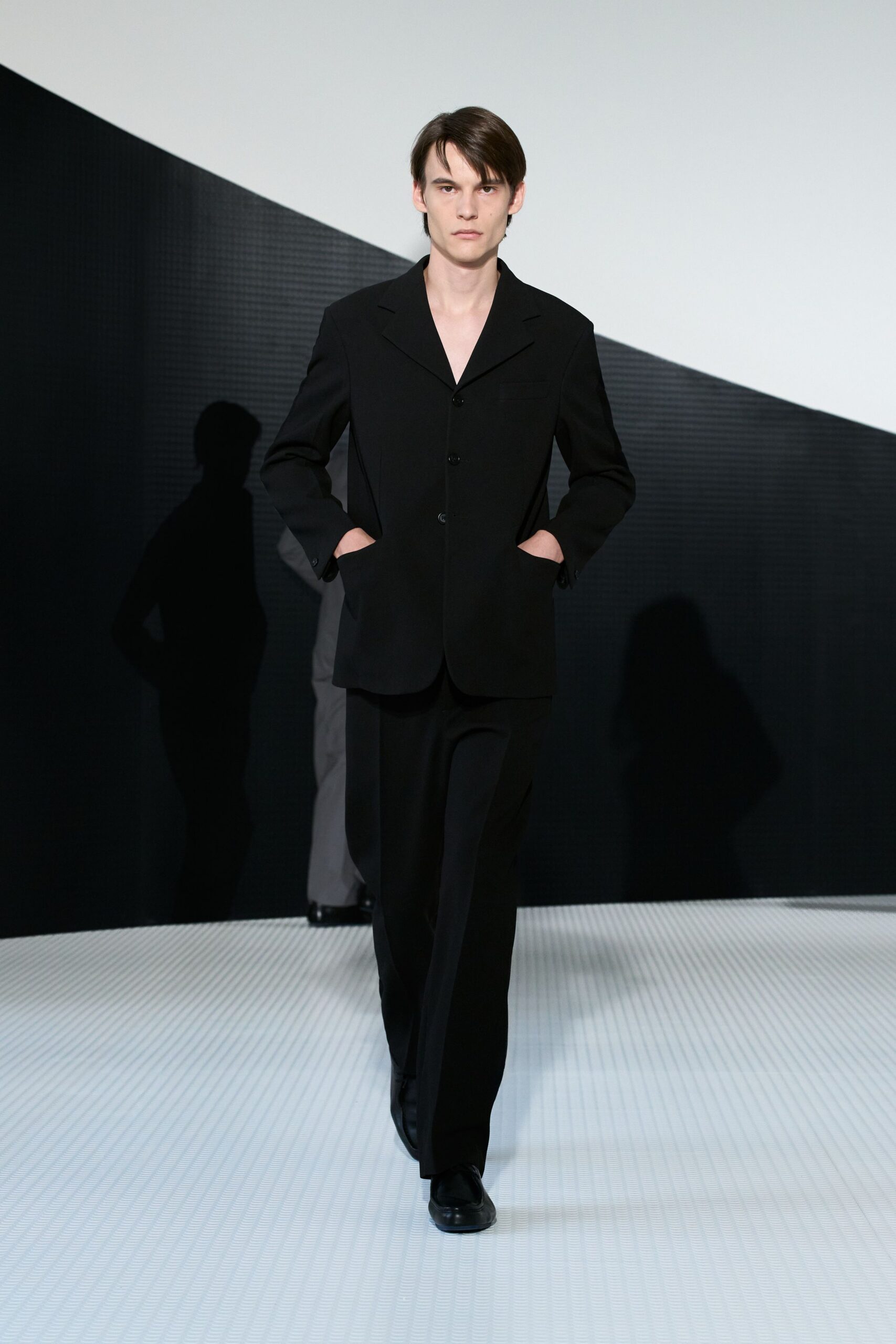 black tailored suit with shoes