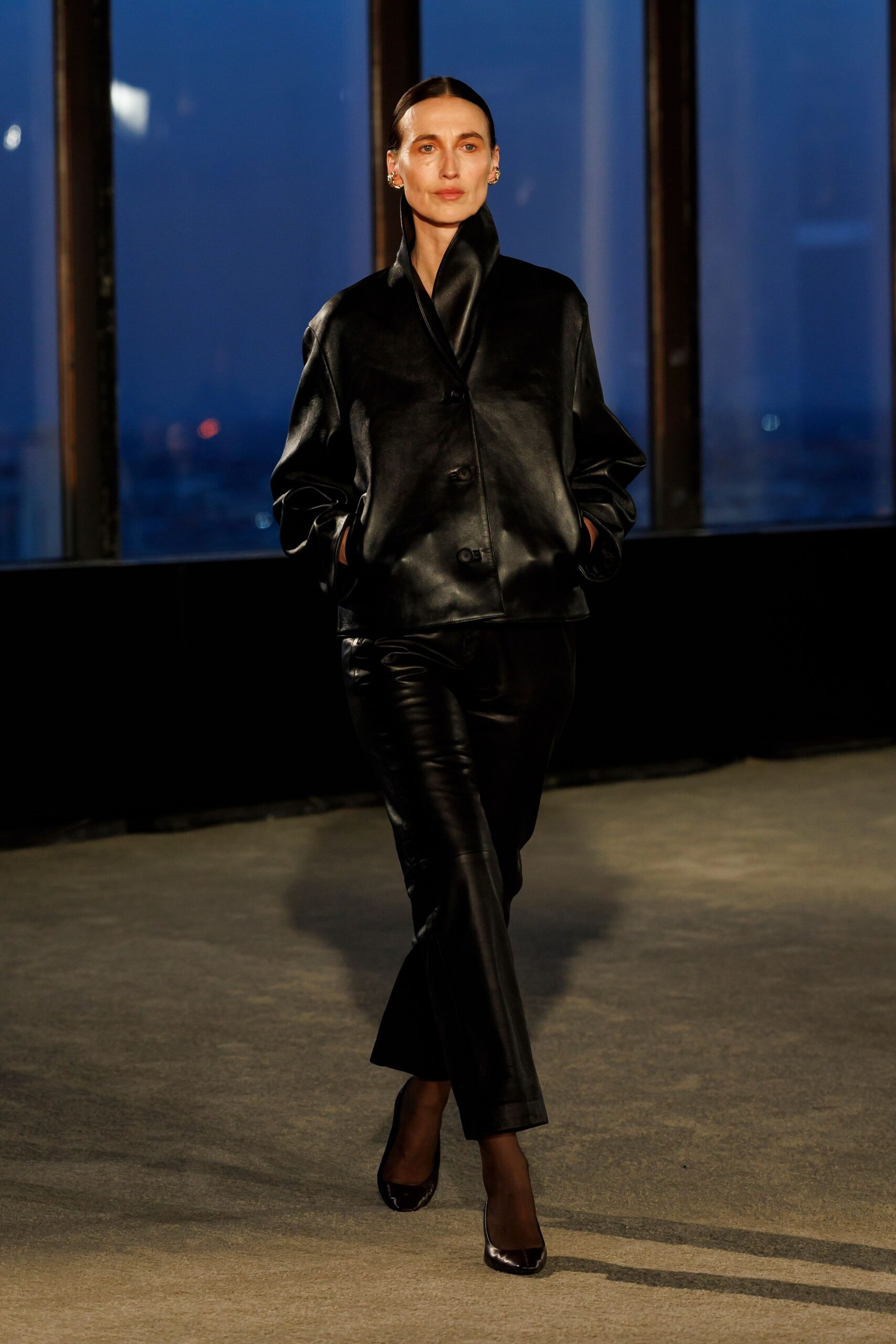 black leather jacket and pants