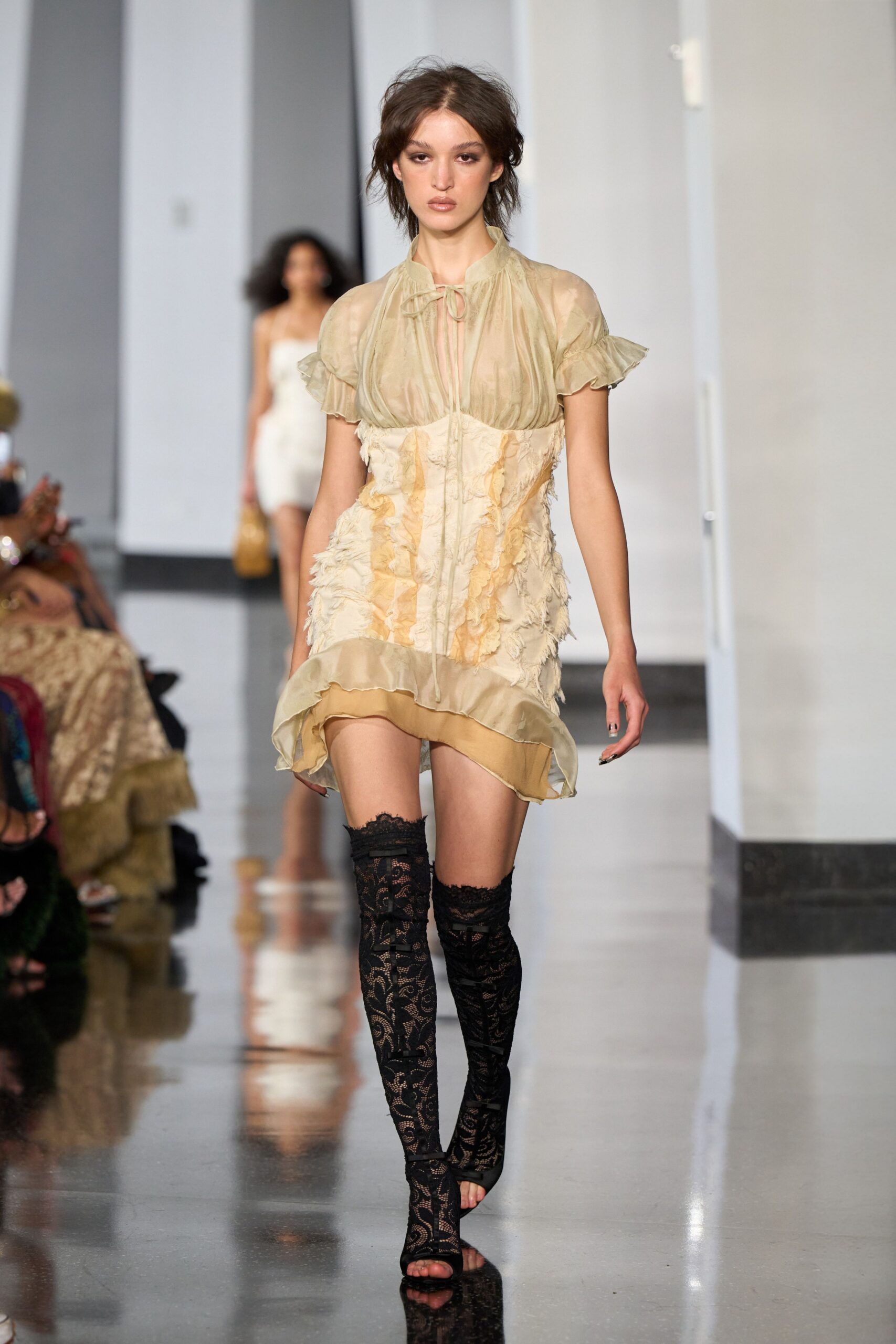 black lace fitted textured boots