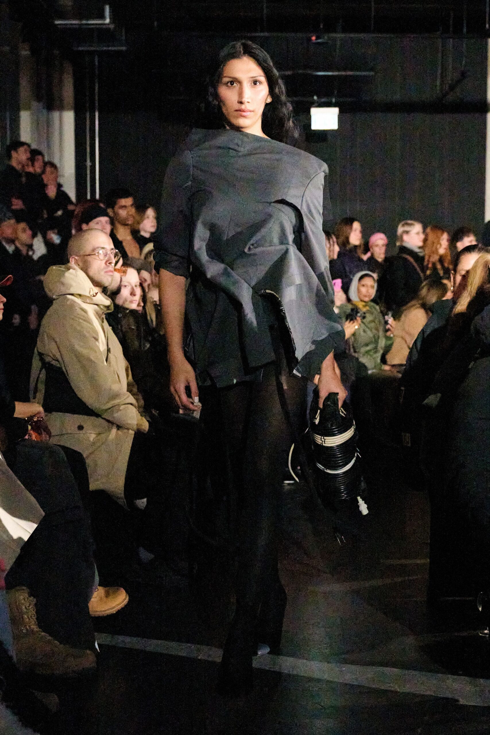 black relaxed top with fitted pants
