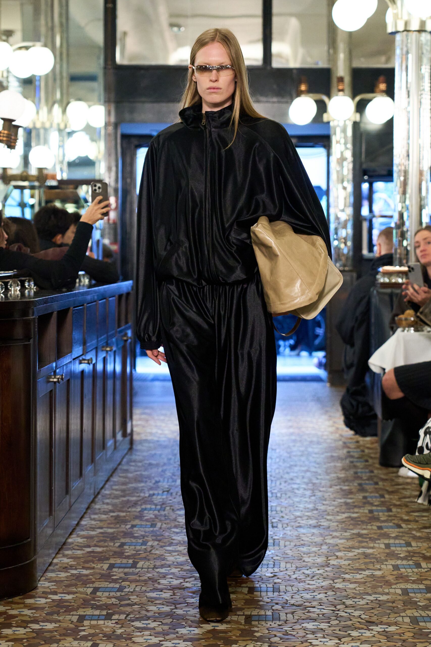 black relaxed silk maxi dress