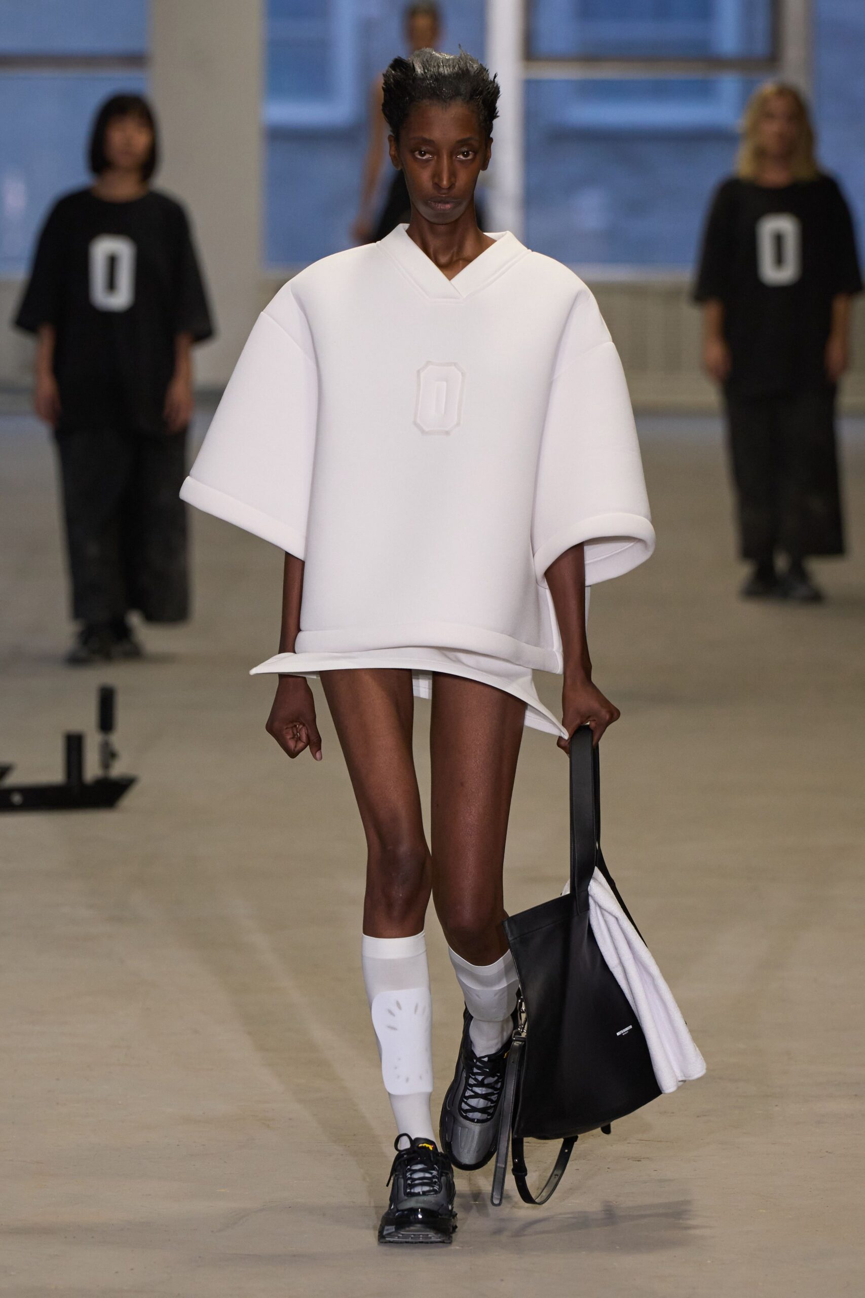 white cotton short-sleeve collared oversized top
