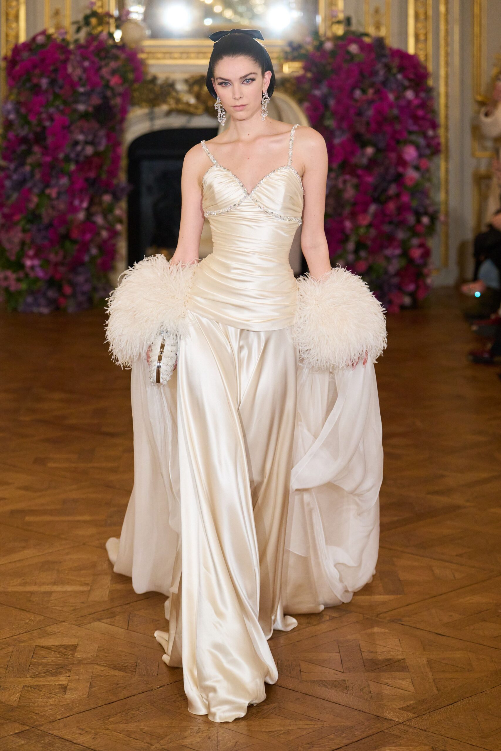 ivory silk fitted gown