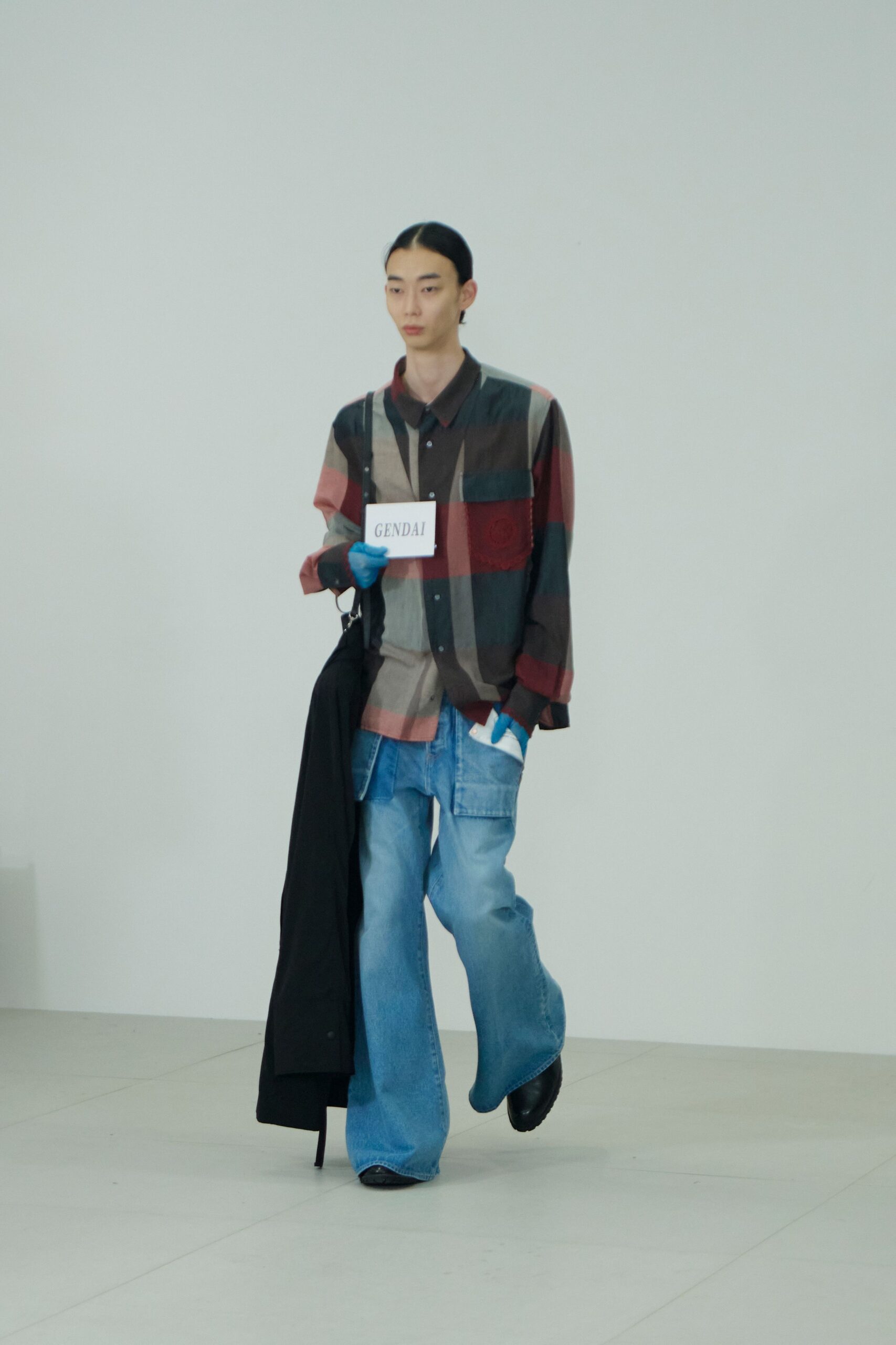 relaxed checked shirt with wide-leg pants