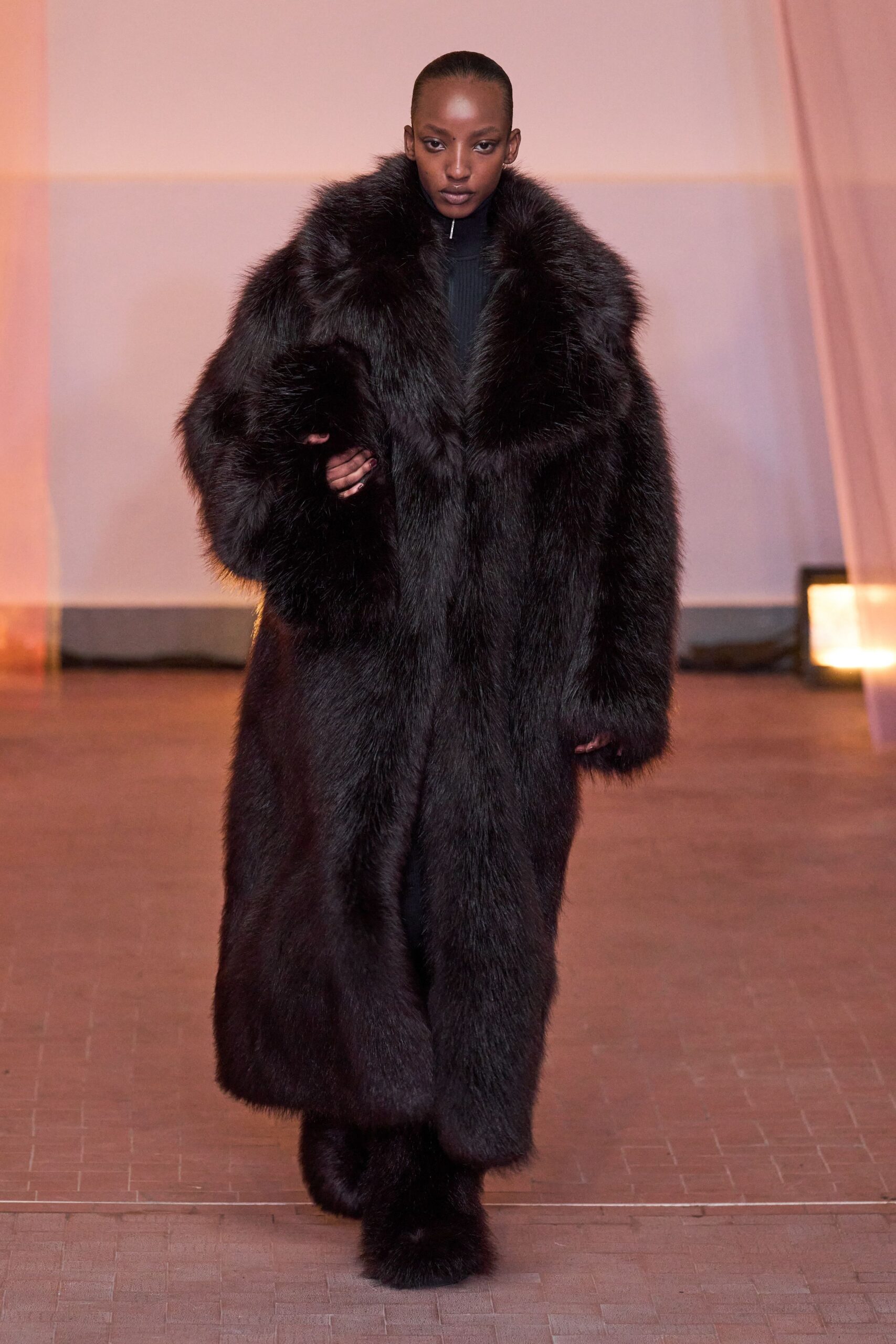 black fur relaxed pants