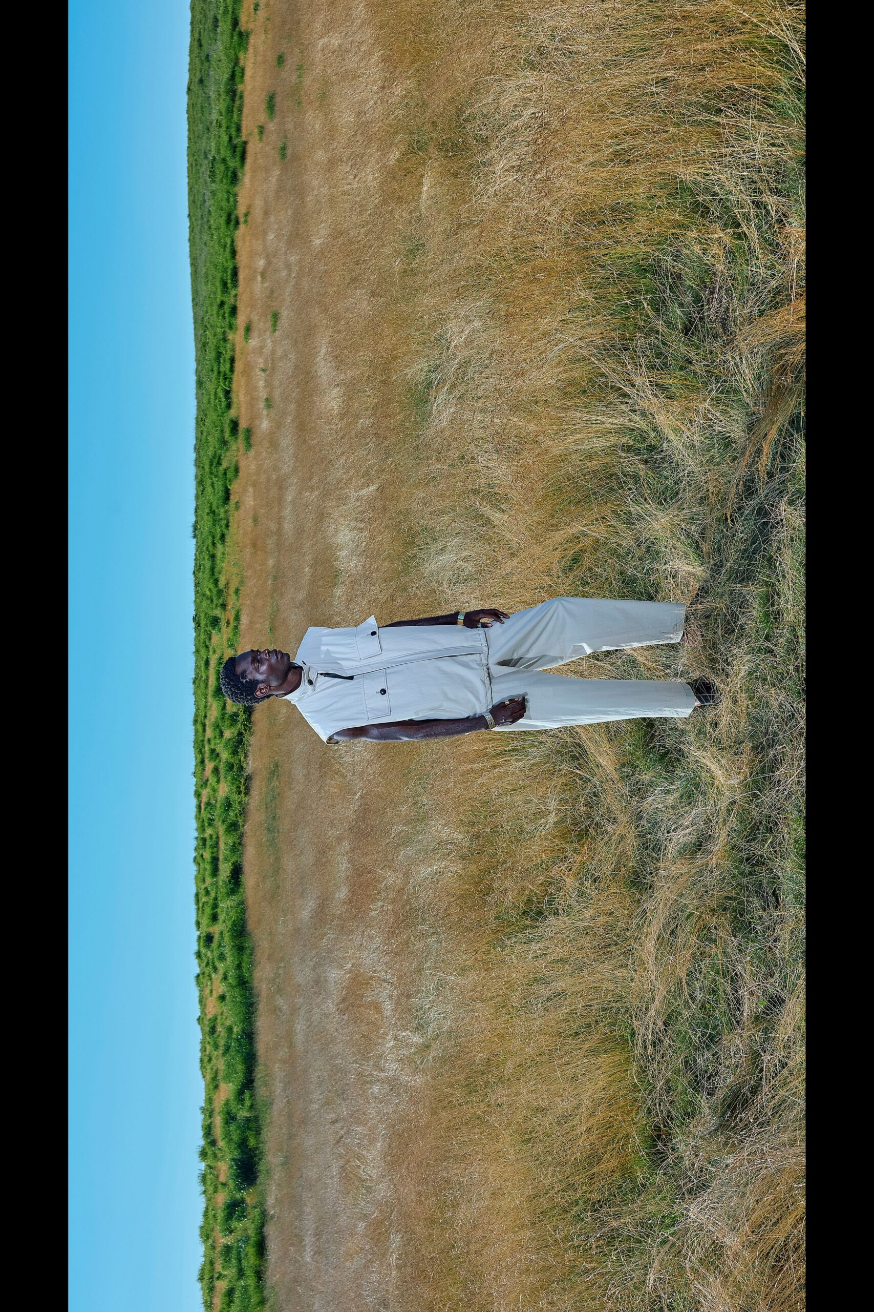 white tailored suit with short sleeves