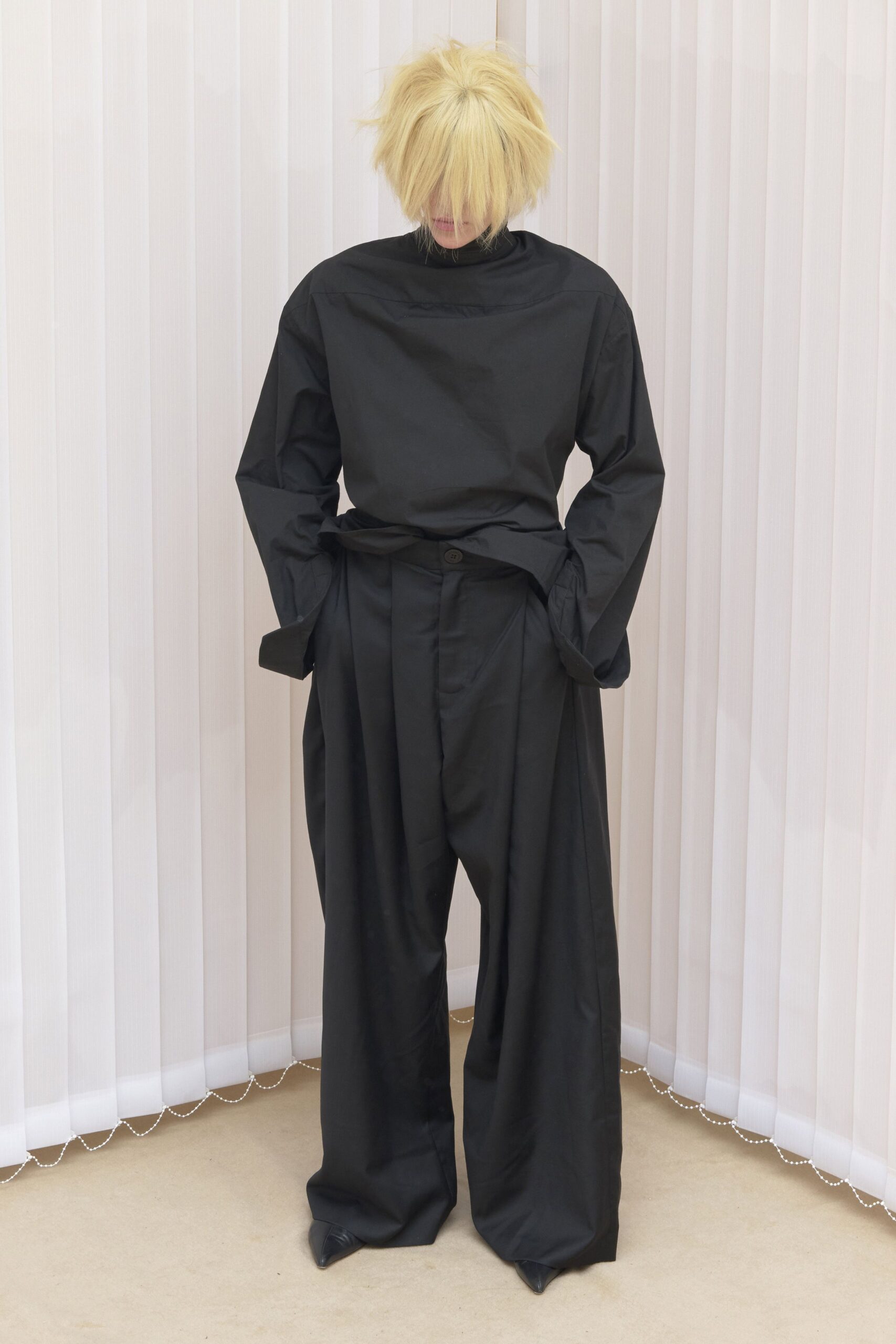 black relaxed top and pants