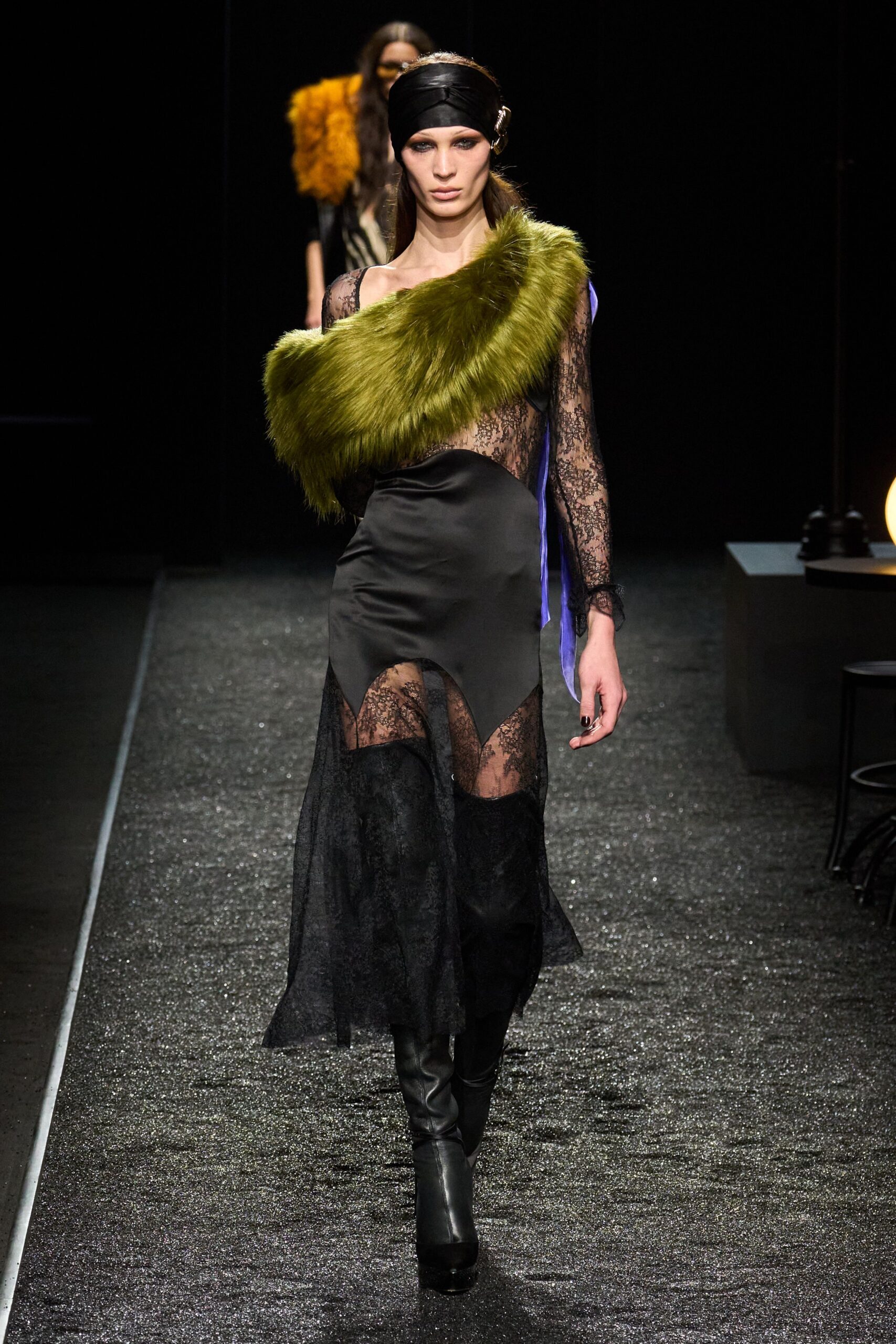 black silk sleeveless v-neck fitted layered sheer dress