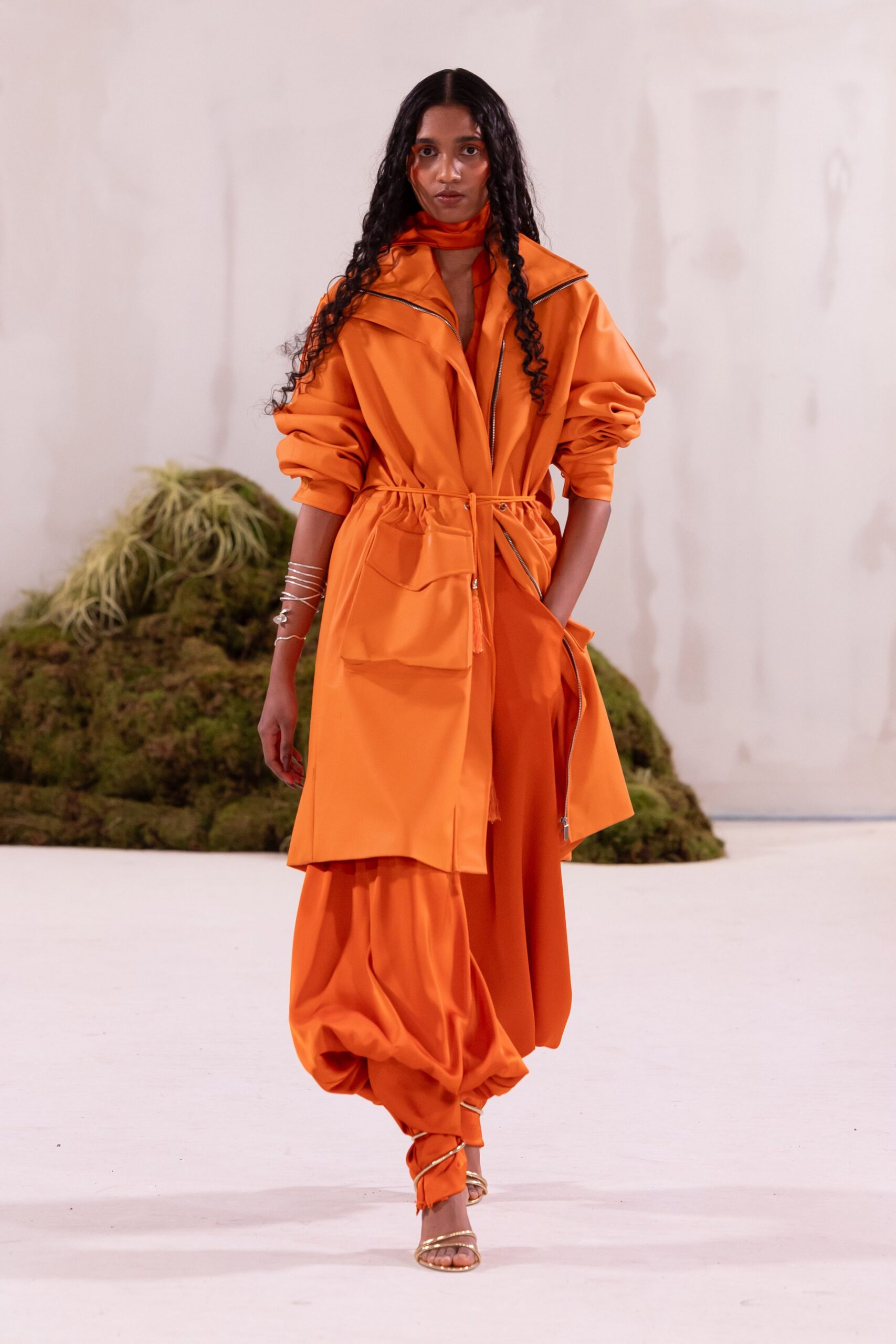 orange relaxed jacket and pants
